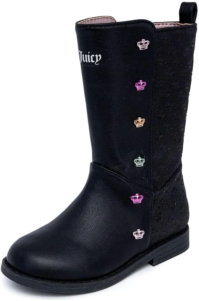 Juicy Couture Girls Winter Fur Boots Warm Insulated Fashion Booties Mid Calf Outdoor Snow Boot for Toddler/Little Kid/Big Kid