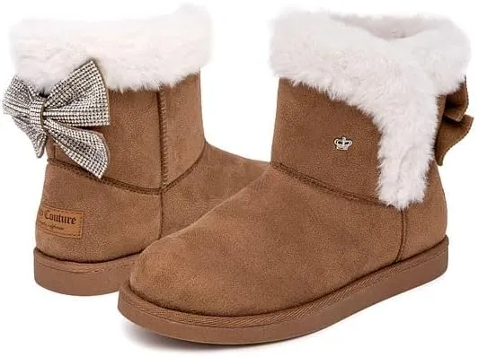 Juicy Couture Girls Winter Fur Boots Warm Insulated Fashion Booties Mid Calf Outdoor Snow Boot for Toddler/Little Kid/Big Kid
