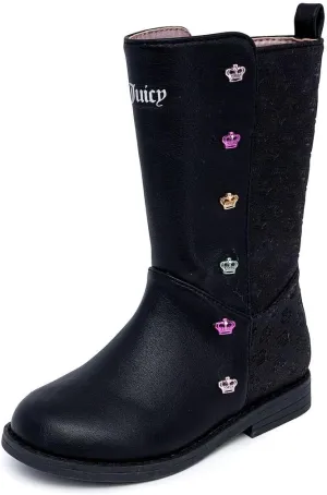 Juicy Couture Girls Winter Fur Boots Warm Insulated Fashion Booties Mid Calf Outdoor Snow Boot for Toddler/Little Kid/Big Kid