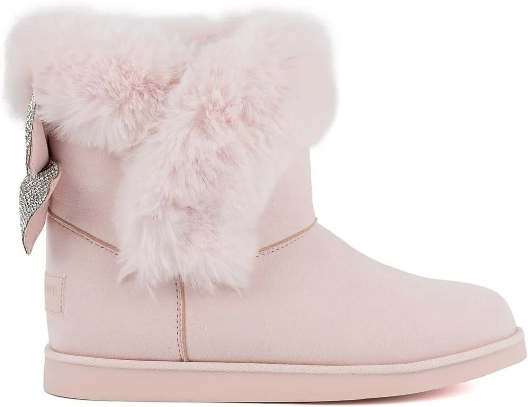 JUICY COUTURE Women's Slip On Winter Snow Boots Warm & Insulated Fur Lining Comfortable Fashion Booties