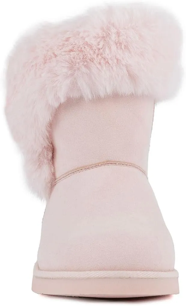 JUICY COUTURE Women's Slip On Winter Snow Boots Warm & Insulated Fur Lining Comfortable Fashion Booties