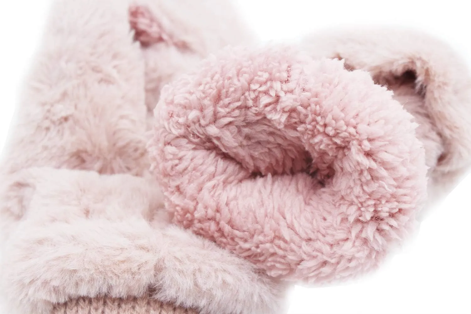 JUMISEE Women Winter Faux Fur Flip Cover Mittens Warm Soft Half Finger Fingerless Gloves
