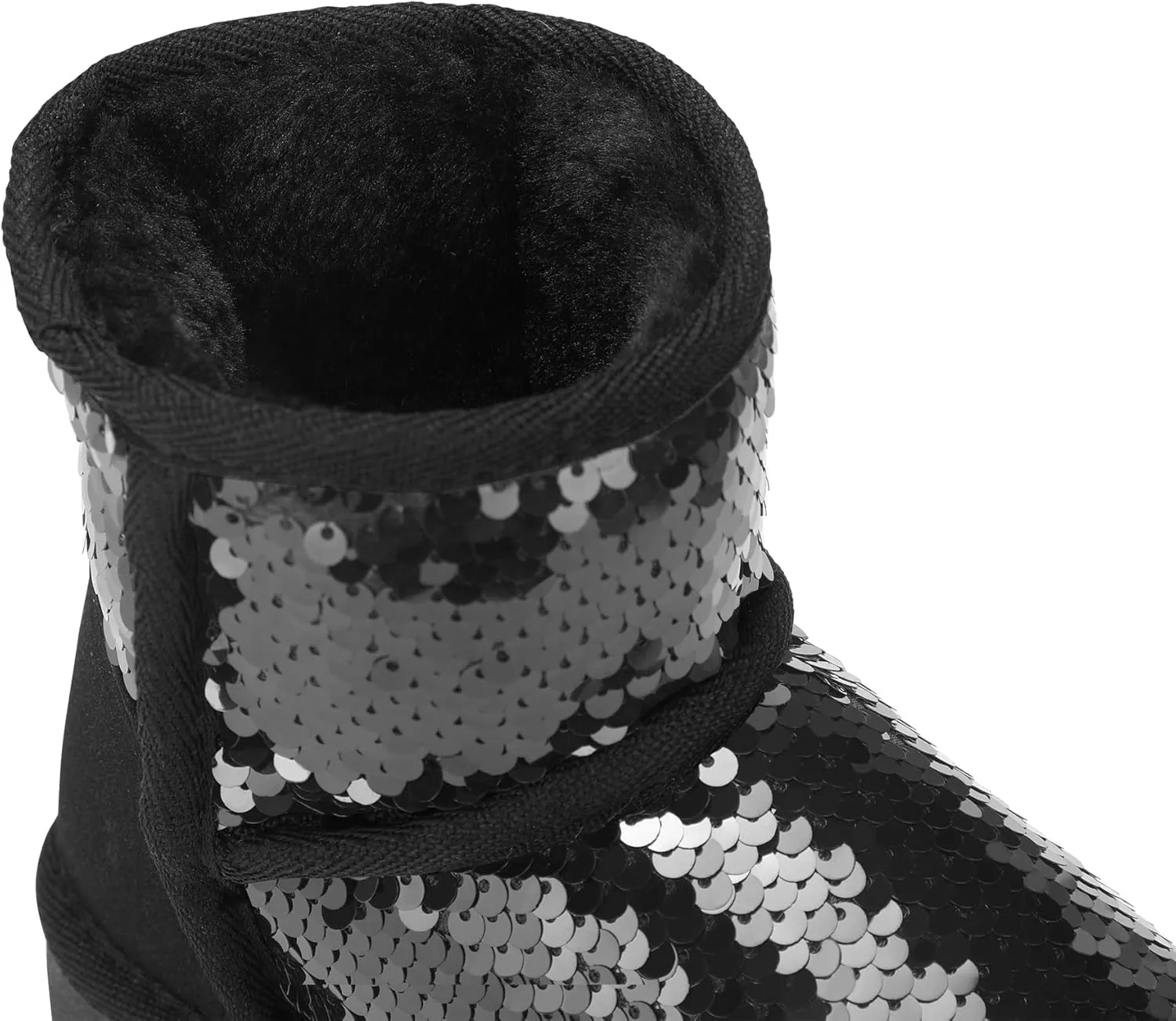 K KomForme Girls Winter Boots Sparkle Sequins Warm Snow Shoes Fur Lined Lightweight Comfy (Toddler/Little Kids/Big Kids)