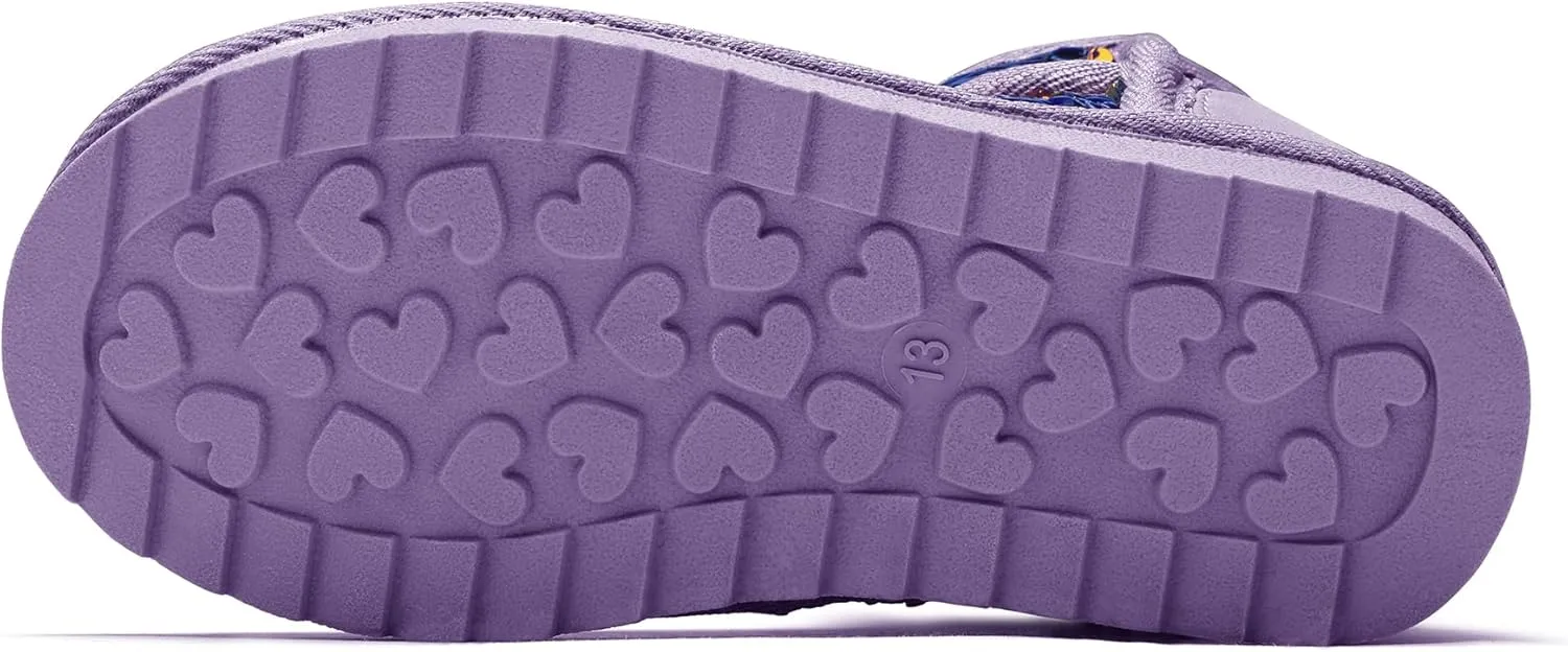 K KomForme Girls Winter Boots Sparkle Sequins Warm Snow Shoes Fur Lined Lightweight Comfy (Toddler/Little Kids/Big Kids)