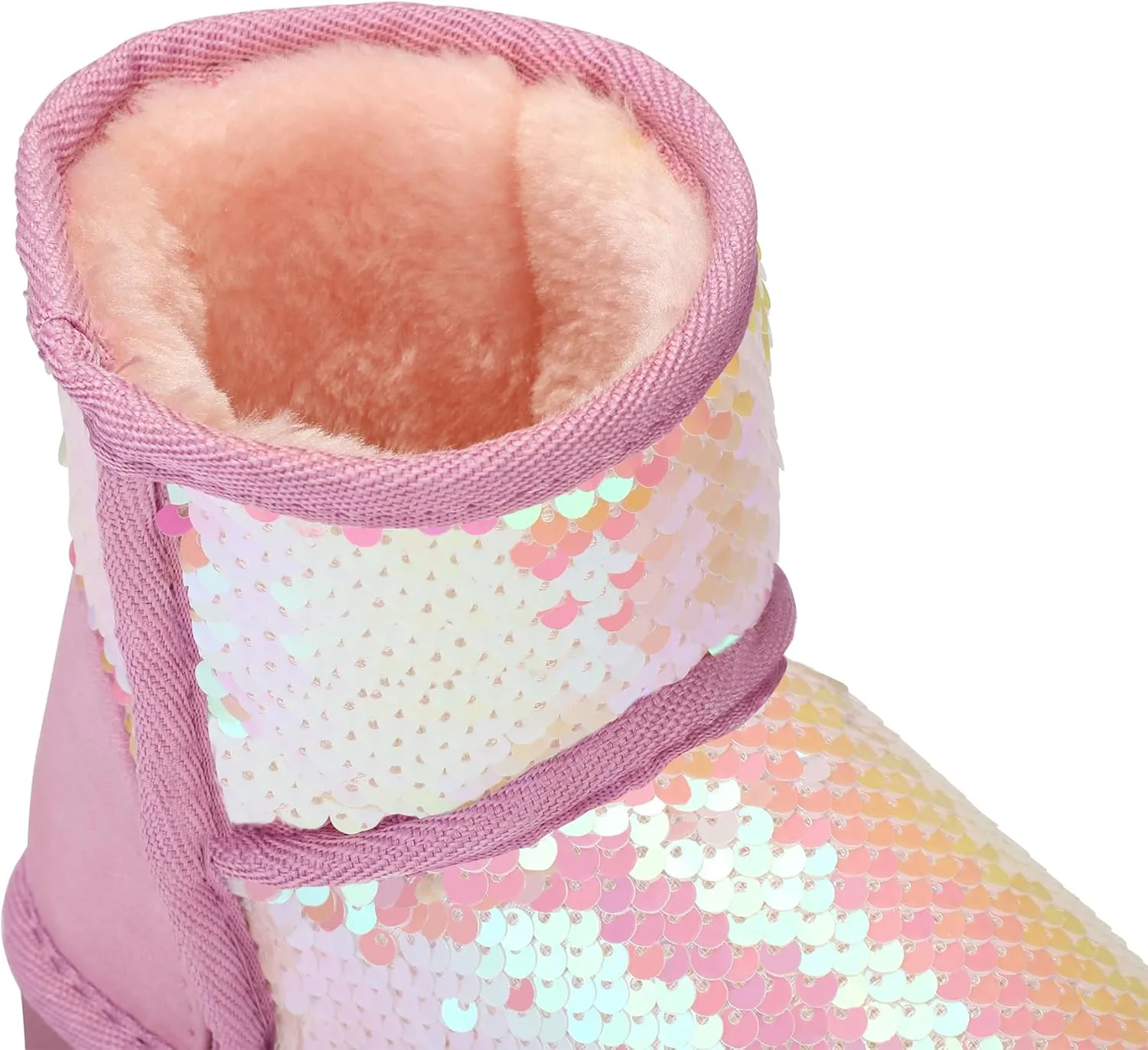 K KomForme Girls Winter Boots Sparkle Sequins Warm Snow Shoes Fur Lined Lightweight Comfy (Toddler/Little Kids/Big Kids)
