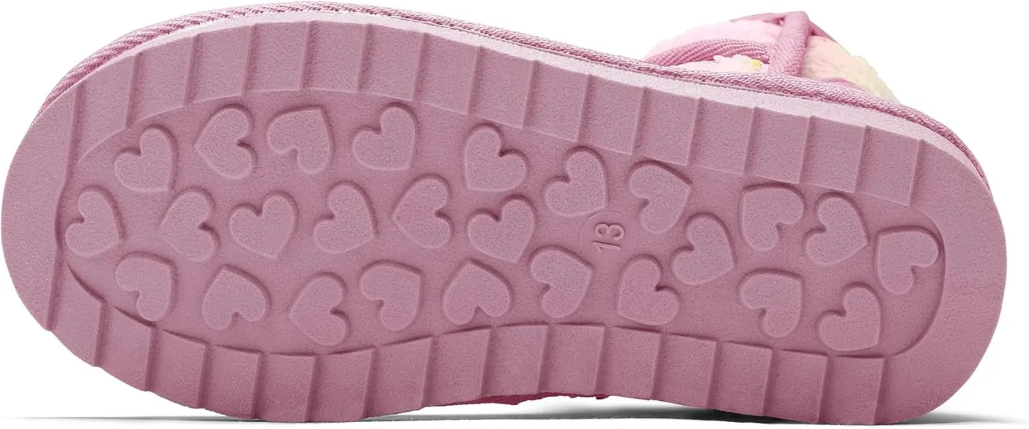 K KomForme Girls Winter Boots Sparkle Sequins Warm Snow Shoes Fur Lined Lightweight Comfy (Toddler/Little Kids/Big Kids)