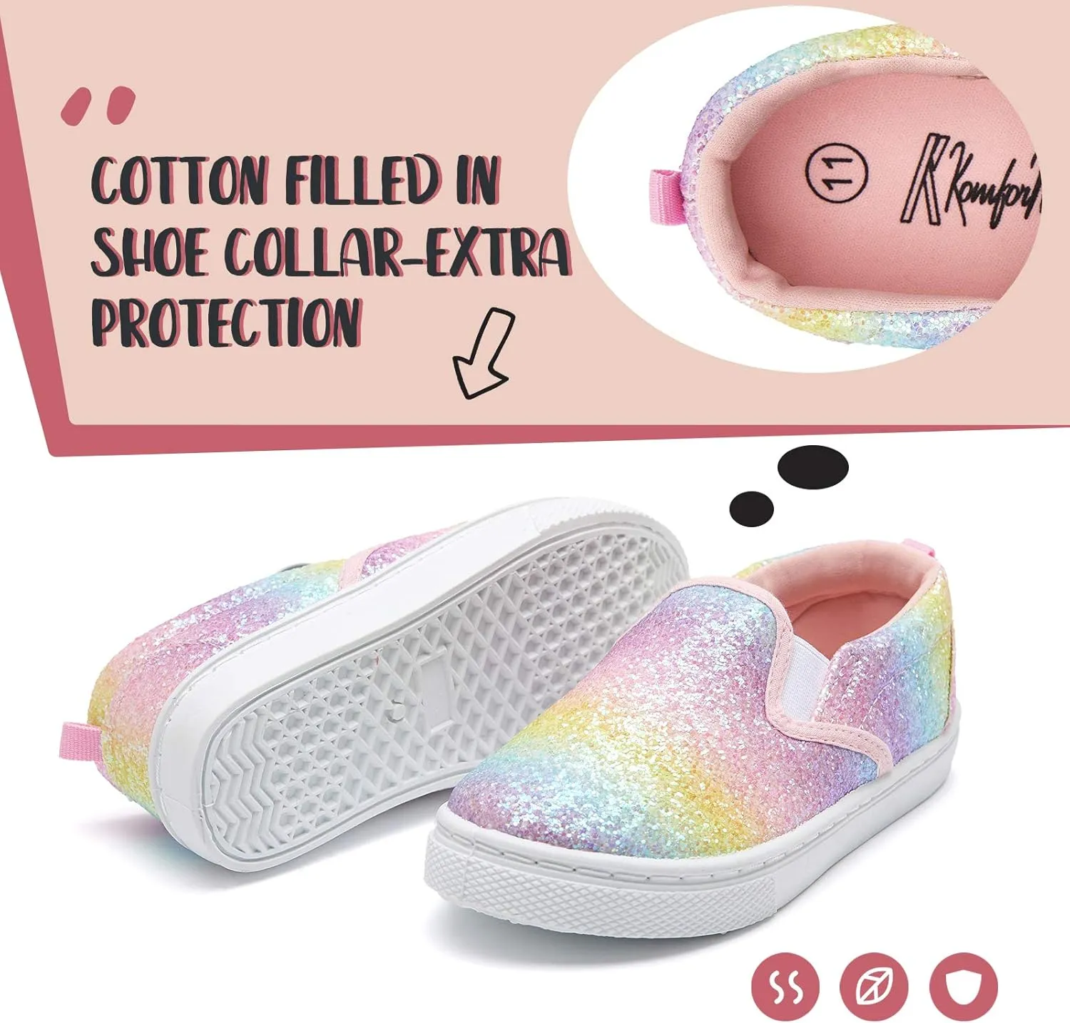 K KomForme Kids Shoes Toddlers Canvas Sneakers Slip on Walking Tennis Shoes for Boys Girls(Toddler/Little Kids/Big Kids)
