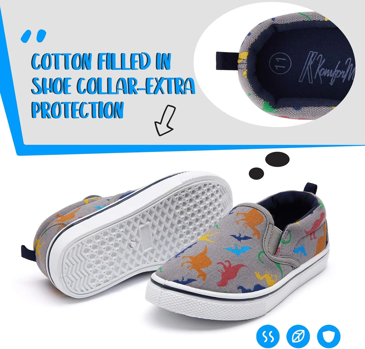 K KomForme Kids Shoes Toddlers Canvas Sneakers Slip on Walking Tennis Shoes for Boys Girls(Toddler/Little Kids/Big Kids)