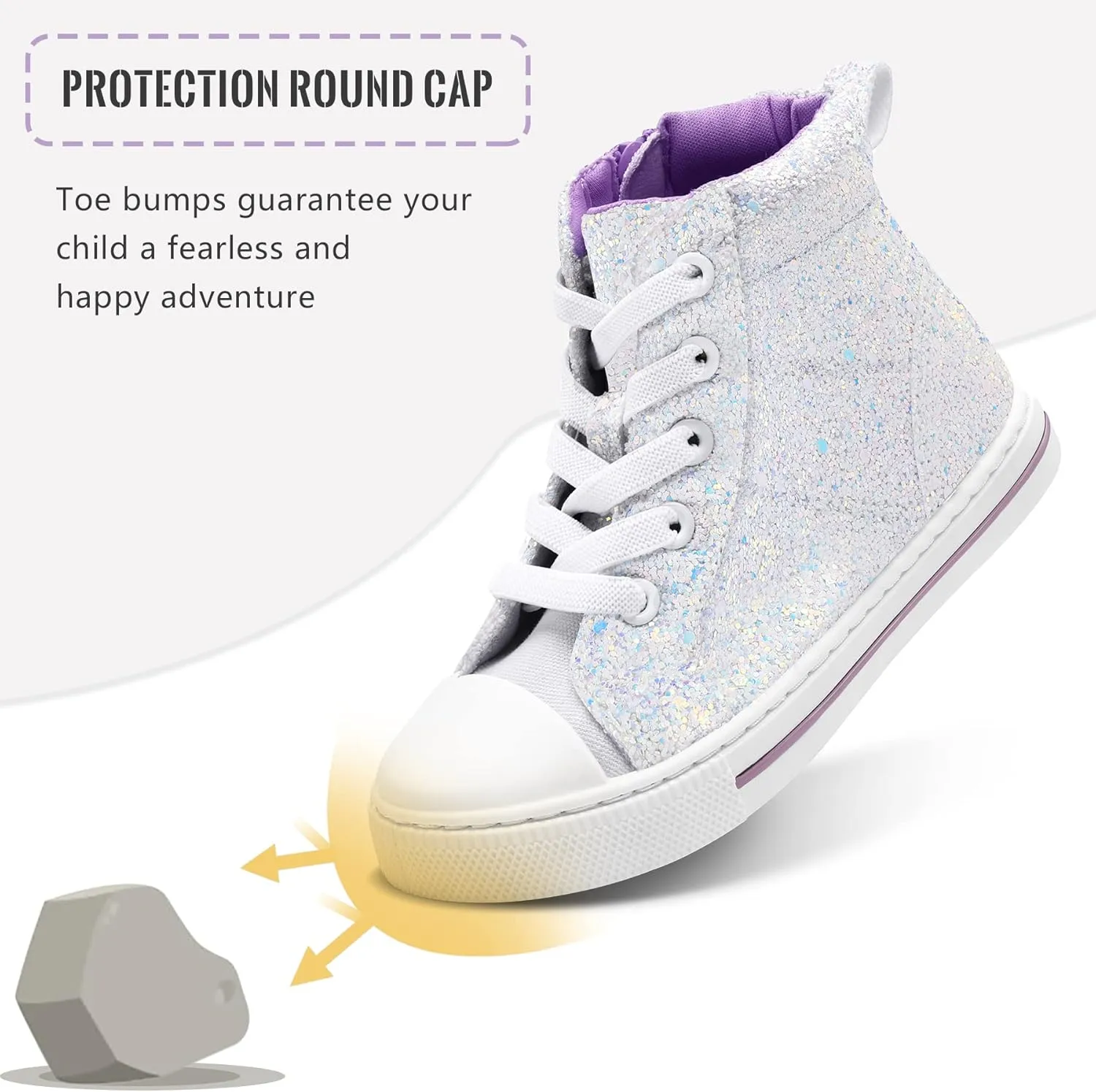 K KomForme Kids Sneakers for Boys and Girls Toddler Canvas High Top Walking Causal Shoes with Zipper
