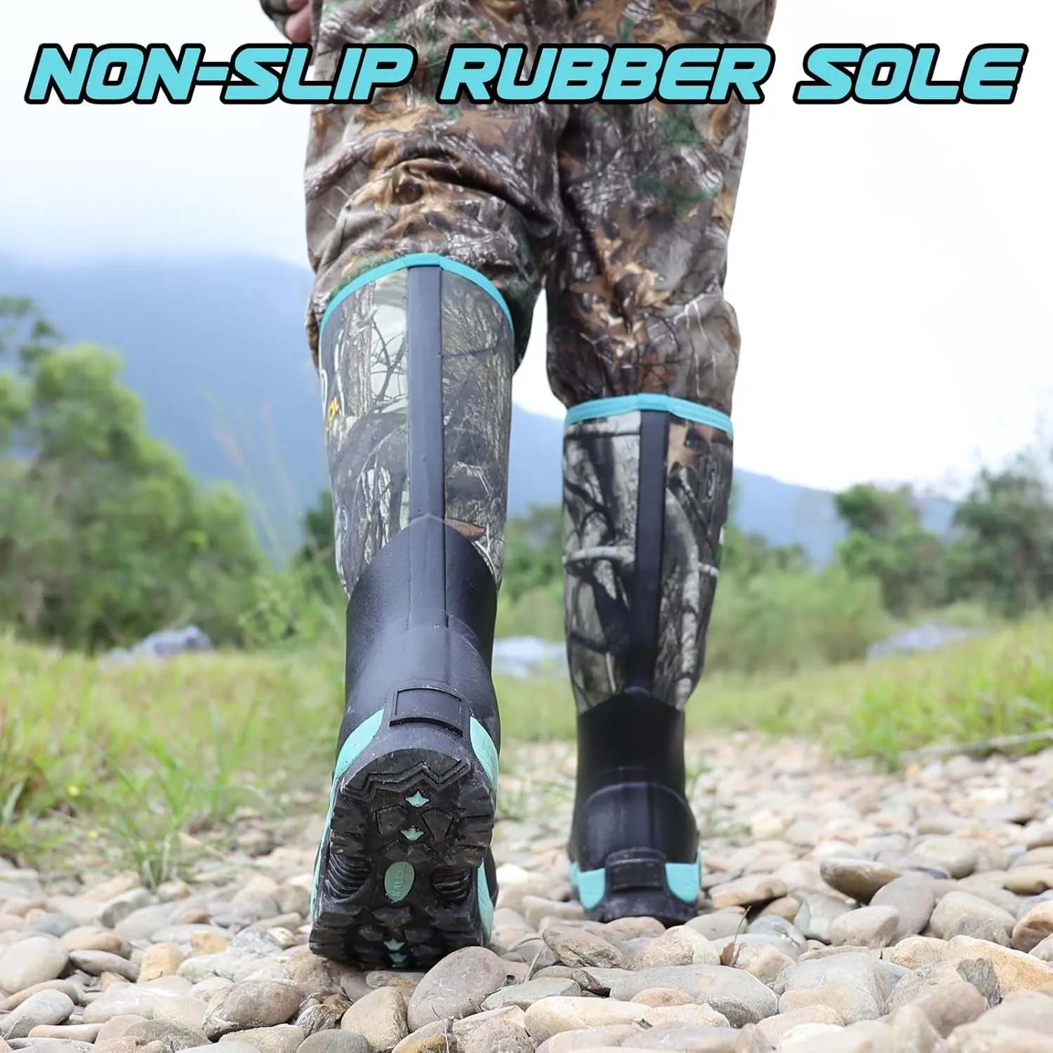 Kalkal Rubber Boots for Women, Insulated Waterproof Womens Hunting Boots, 6mm Neoprene Camo Hunting Boot Tall Rain Boots for Women Mud Working Gardening Farming