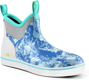 Kalkal Women's Deck Boots, Waterproof Ankle Rain Boots Fishing Boots with High Traction, Women's Rubber Boots For Gardening Fishing Boating Camping