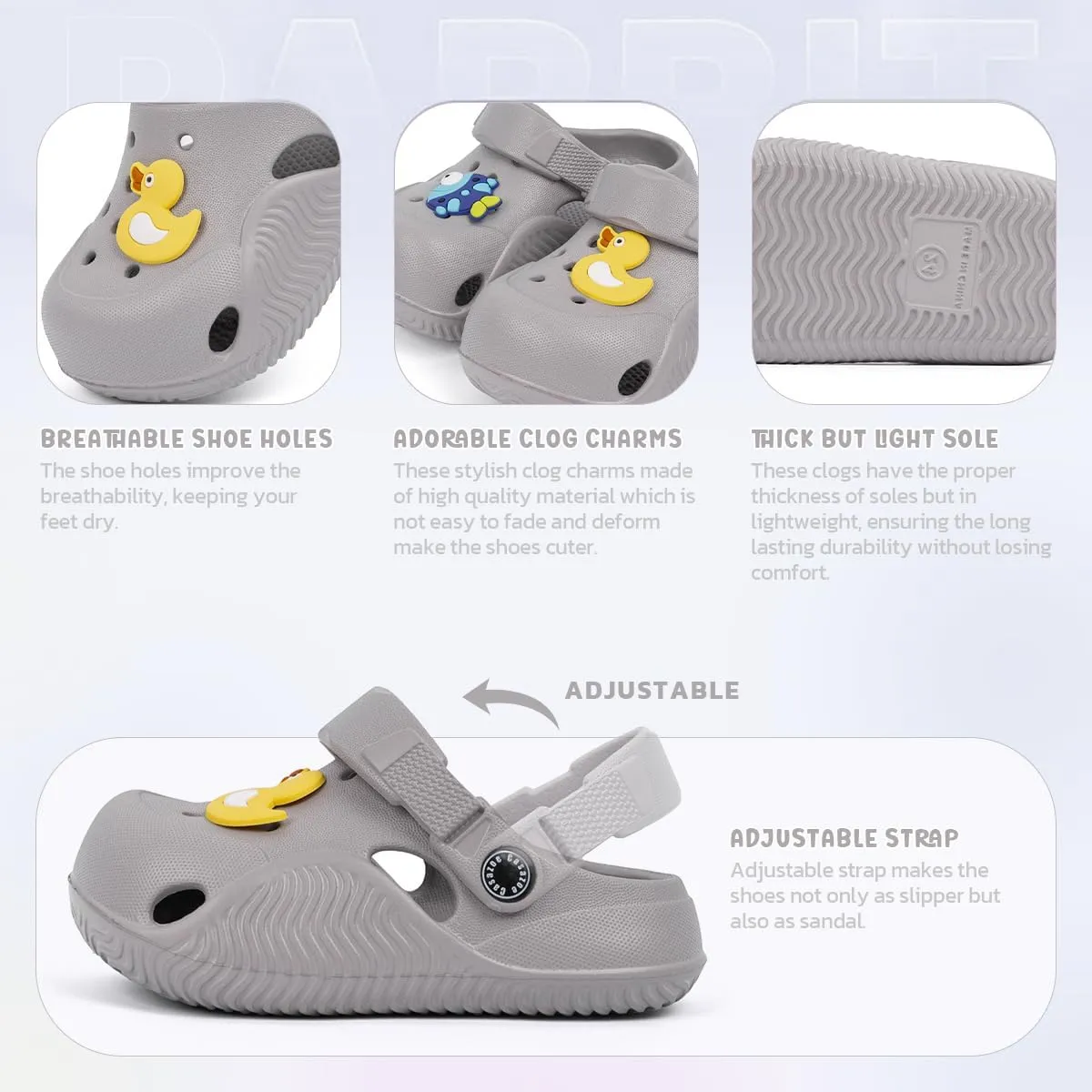Kannior Toddler Kids Infant Boys Girls Cute Garden Clogs Water Sandals Slip On Shoes Slipper Slides Lightweight Outdoor Summer Children Beach Pool Play Shoes (Baby/Toddler Kids)