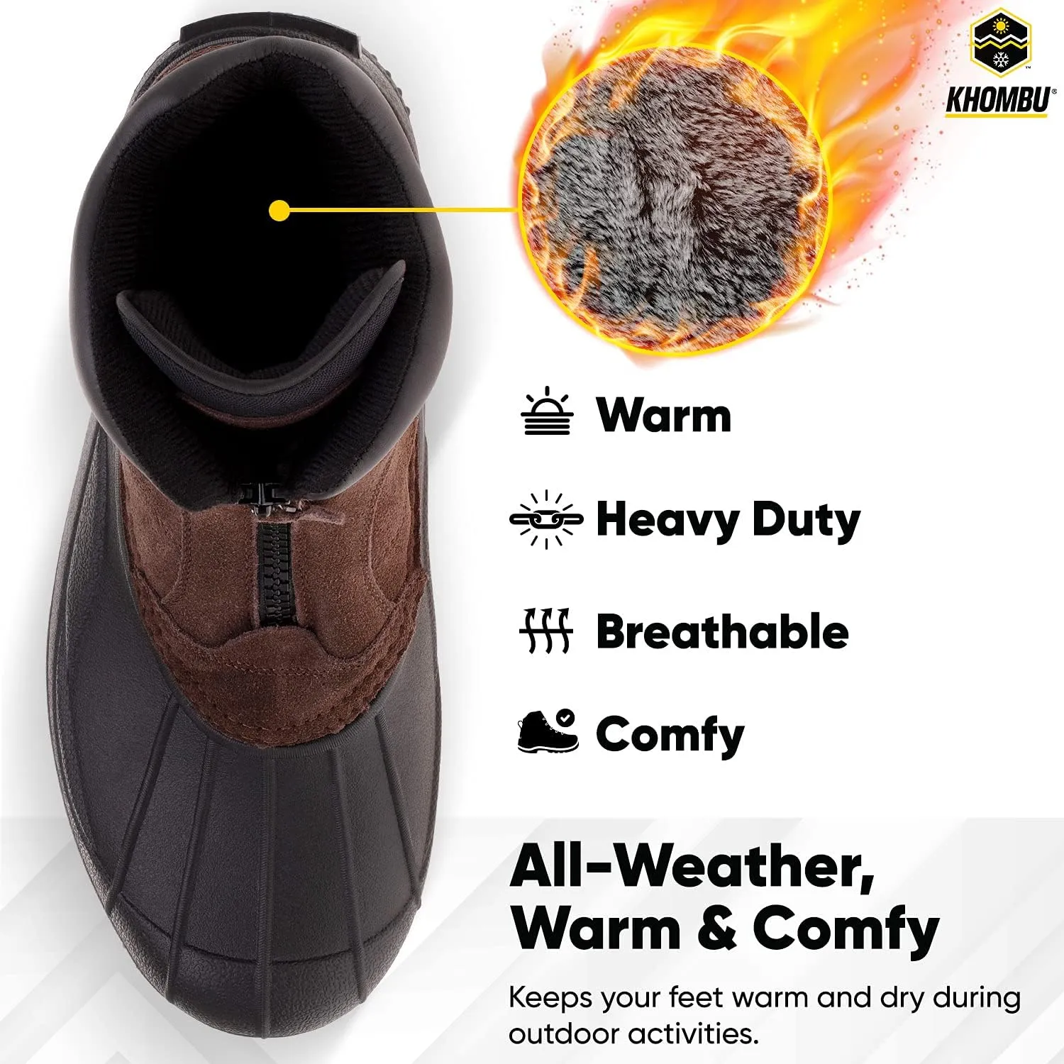 Khombu Men's Paul Insulated Winter Snow Boots with Zipper