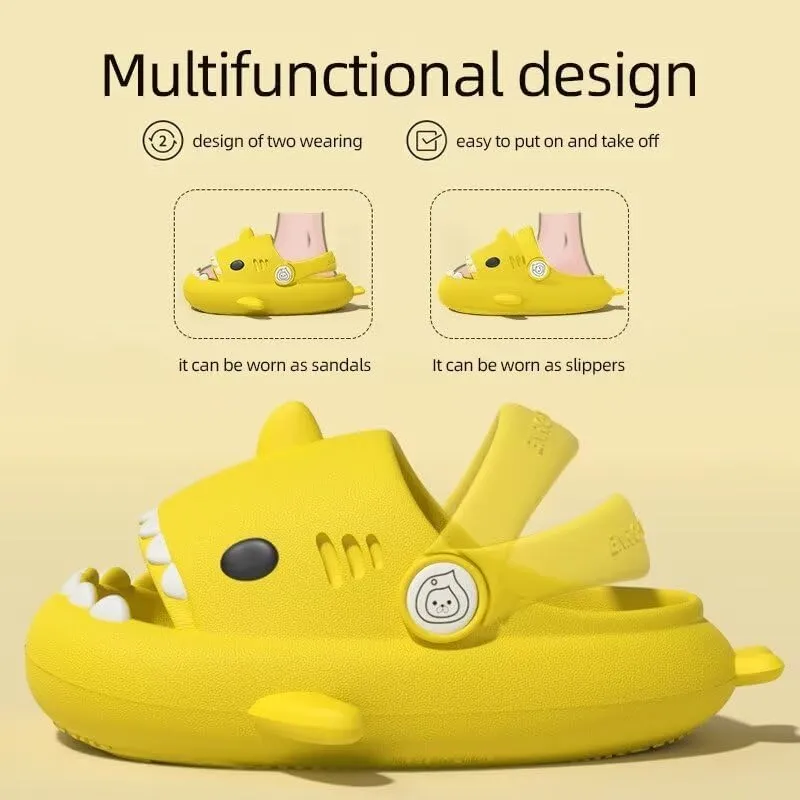 Kids Boys Girls Cartoon Shark Clogs Shoes-Kids Cartoon Summer Sandals Slipper Outdoors Cute Garden Clogs Summer Beach Pool Slipper