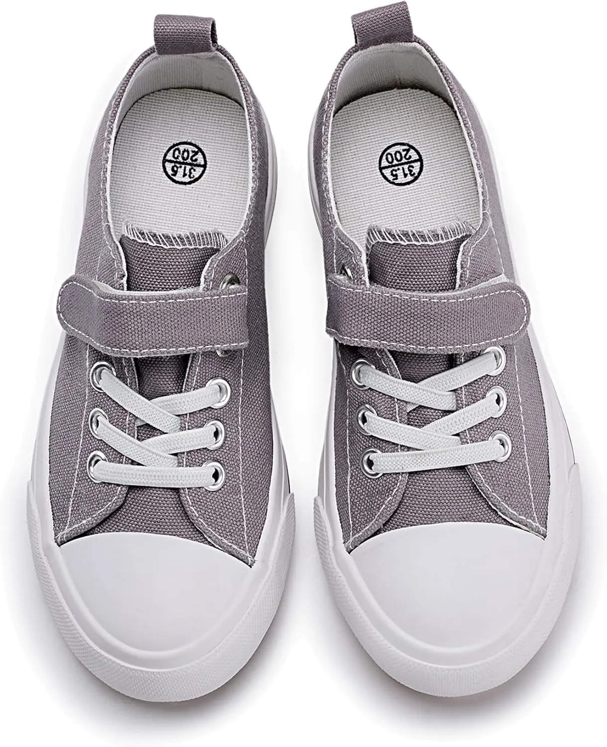 Kids Canvas Sneakers for Boys Girls Lace-up Canvas Shoes Low Top Toddler Walking Shoes Casual Lightweight Adjustable Strap Big Kid Running Sneakers