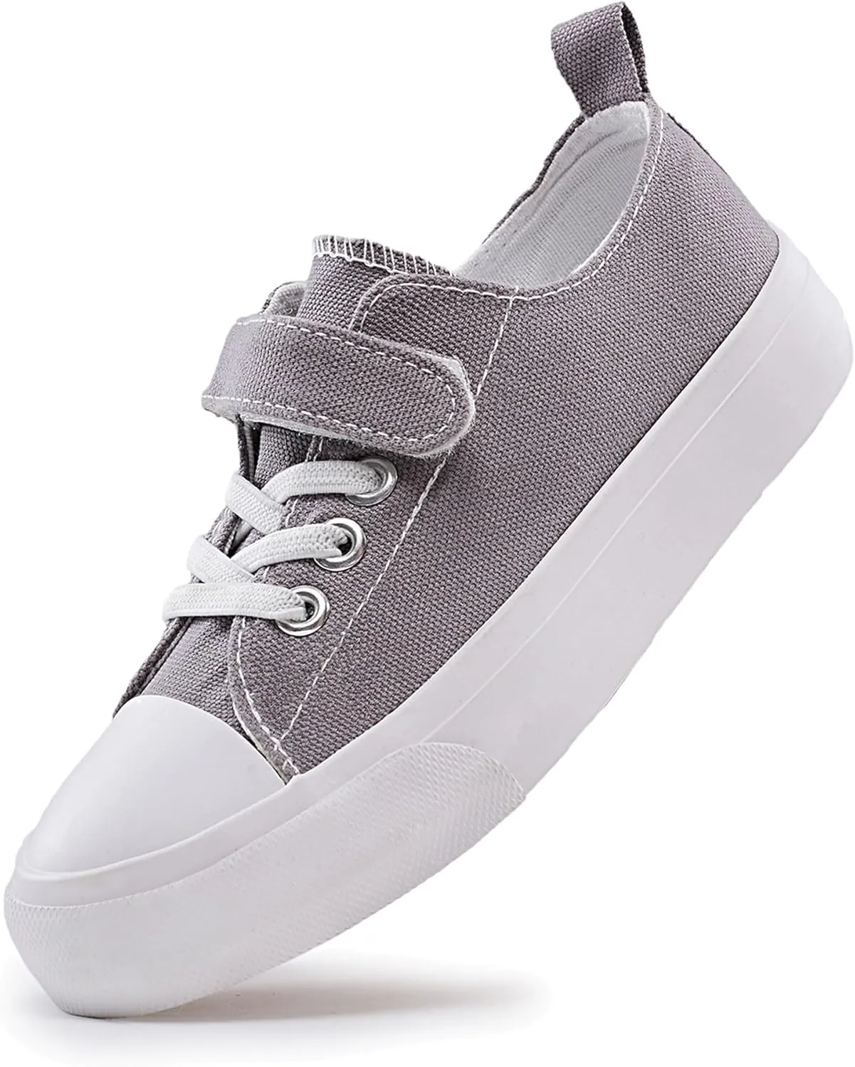 Kids Canvas Sneakers for Boys Girls Lace-up Canvas Shoes Low Top Toddler Walking Shoes Casual Lightweight Adjustable Strap Big Kid Running Sneakers