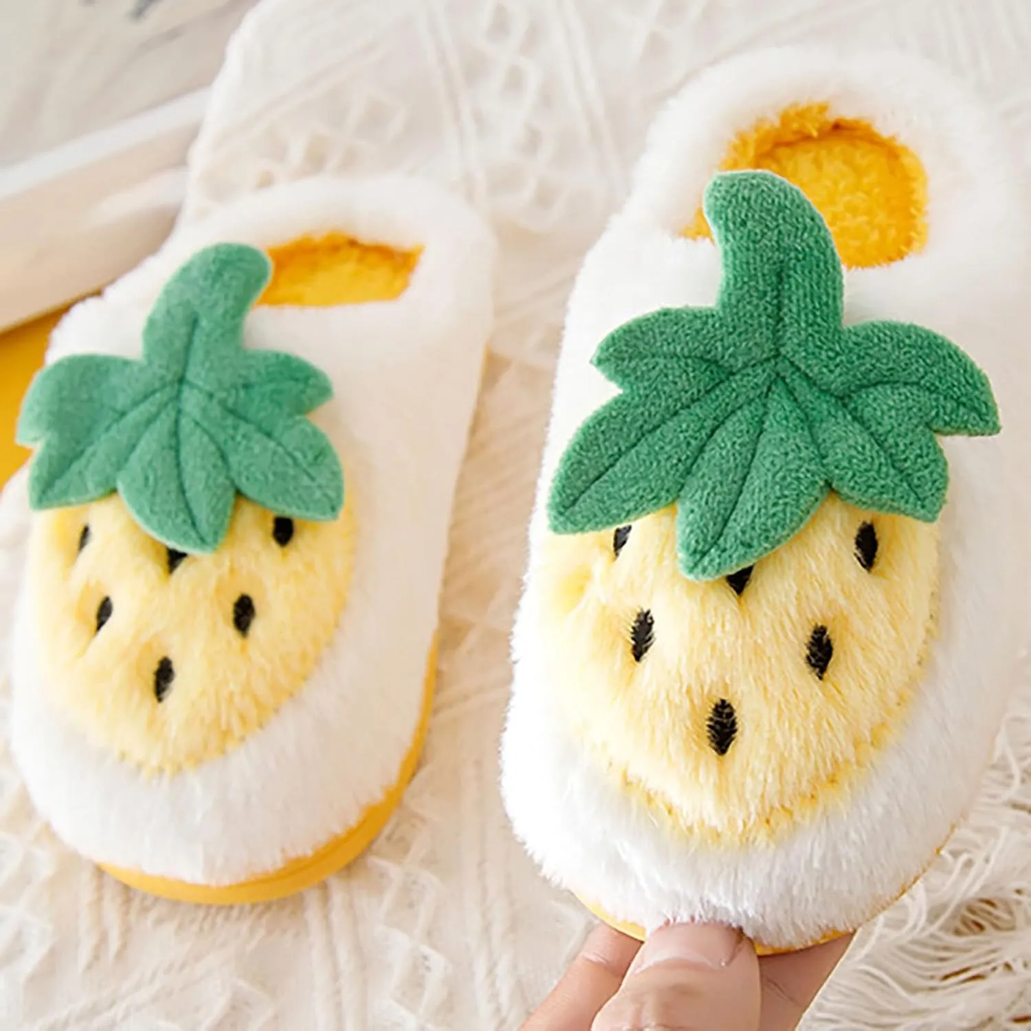 Kids Cute Strawberry 𝐌ushroom Slippers Soft Bottom Comfort Slippers Fleece Plush Warm Cozy Outdoor Tween Shoes