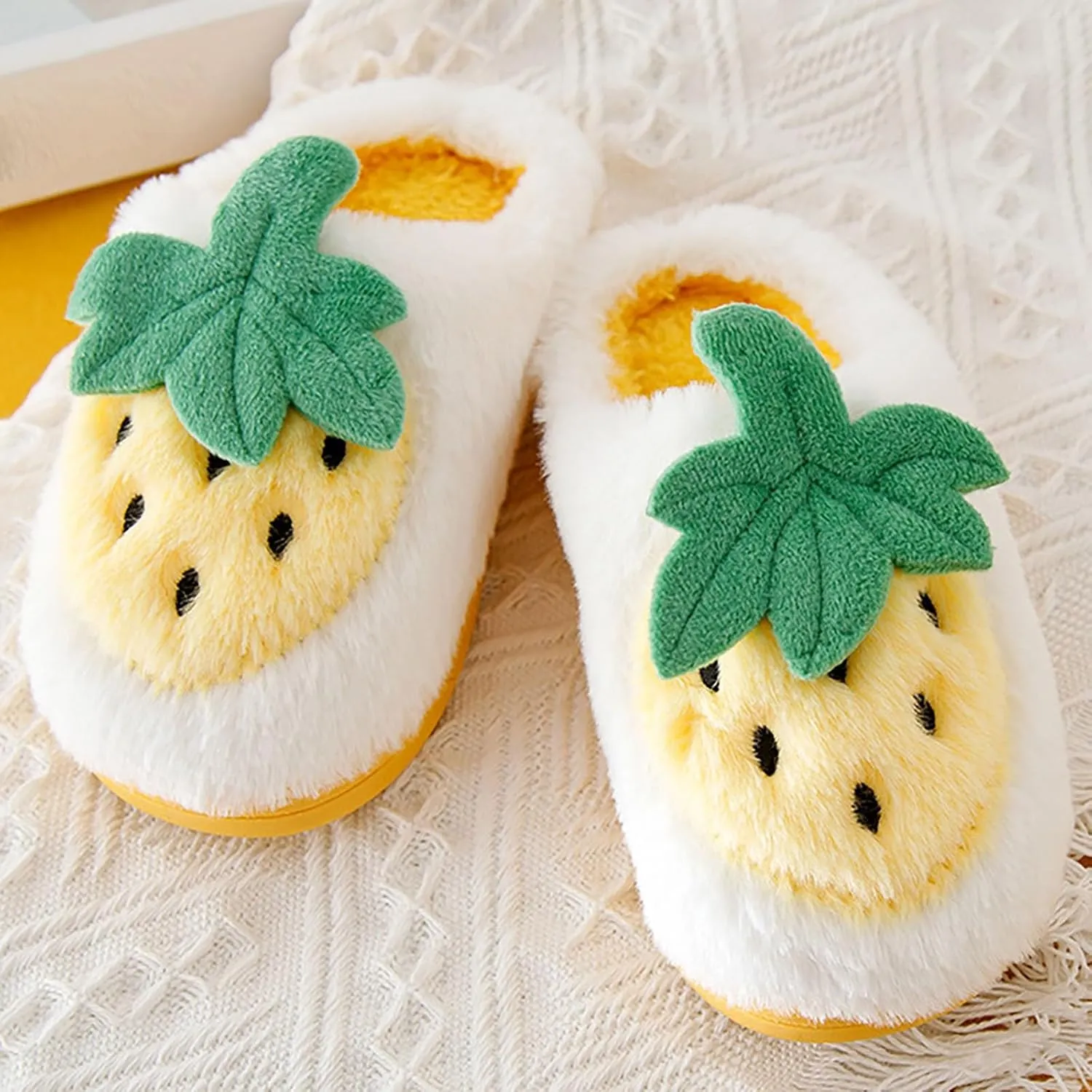 Kids Cute Strawberry 𝐌ushroom Slippers Soft Bottom Comfort Slippers Fleece Plush Warm Cozy Outdoor Tween Shoes