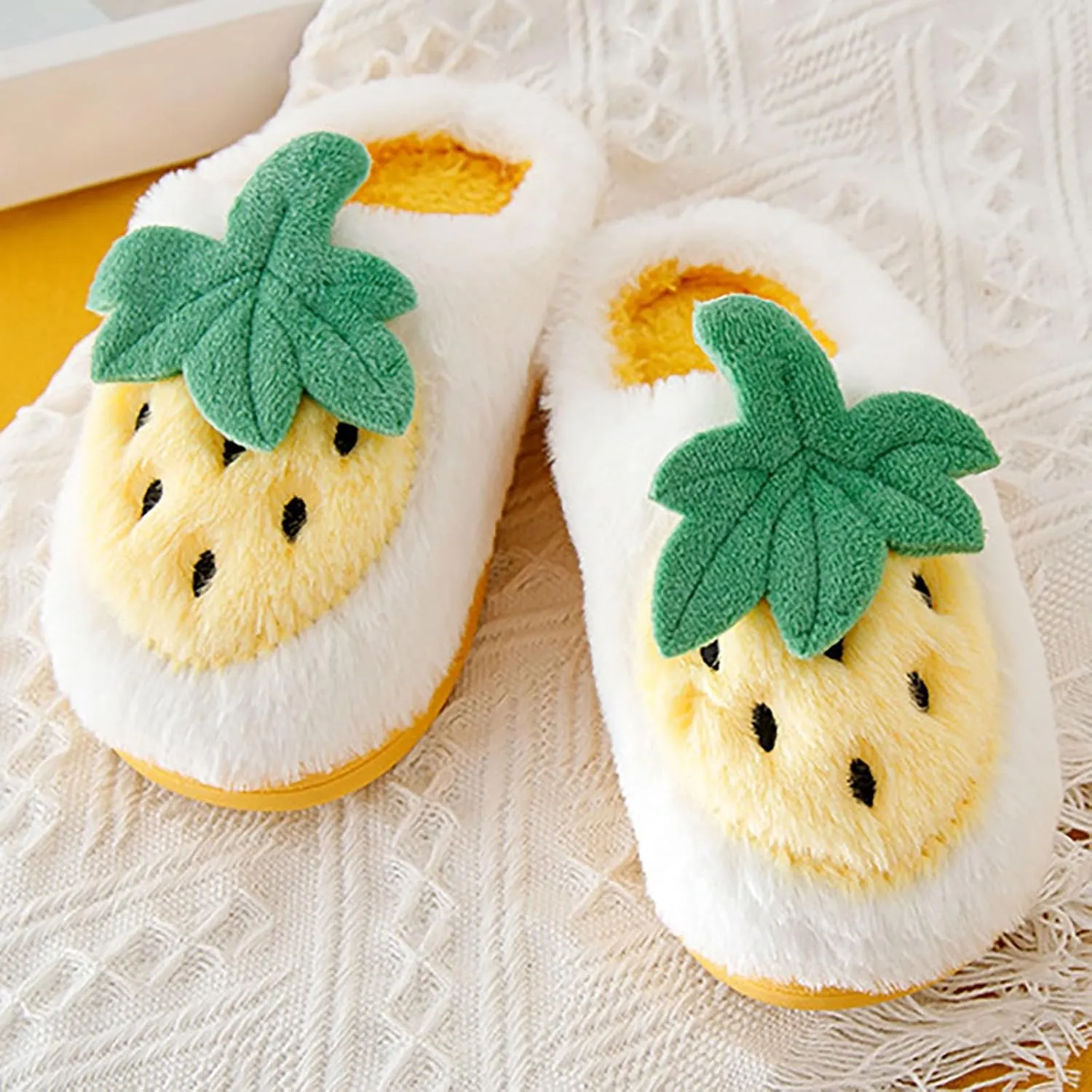 Kids Cute Strawberry 𝐌ushroom Slippers Soft Bottom Comfort Slippers Fleece Plush Warm Cozy Outdoor Tween Shoes