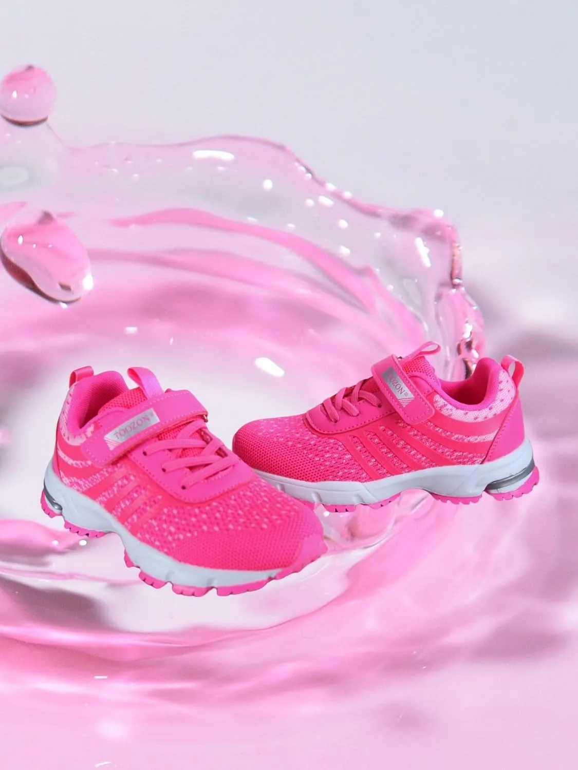 Kids Girls and Boys Lightweight Strap Running Athletic School Sneakers Shoes