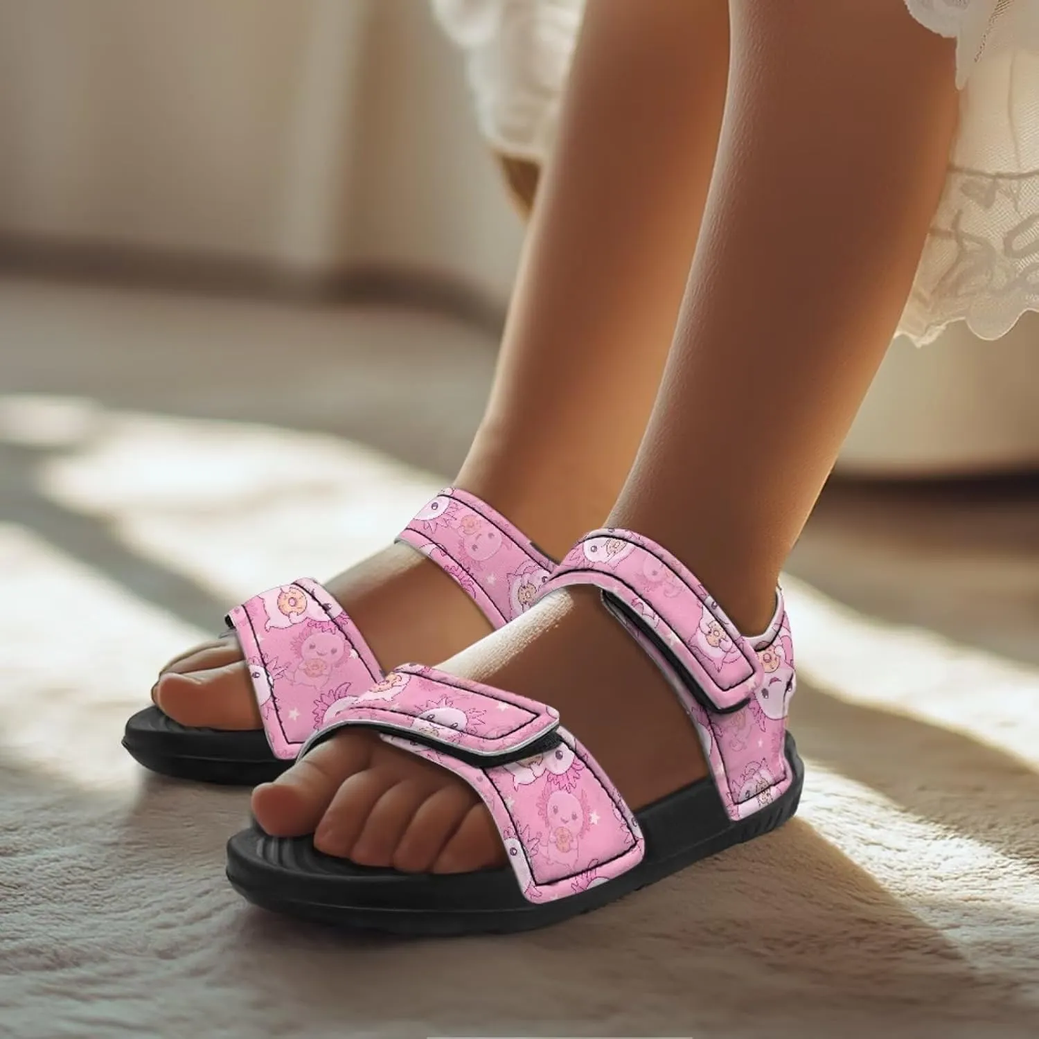 Kids Sandals Girls Toddler Summer Shoes Sandals for Kids Girls Summer Slide with Adjustable Strap Athletic Shoes