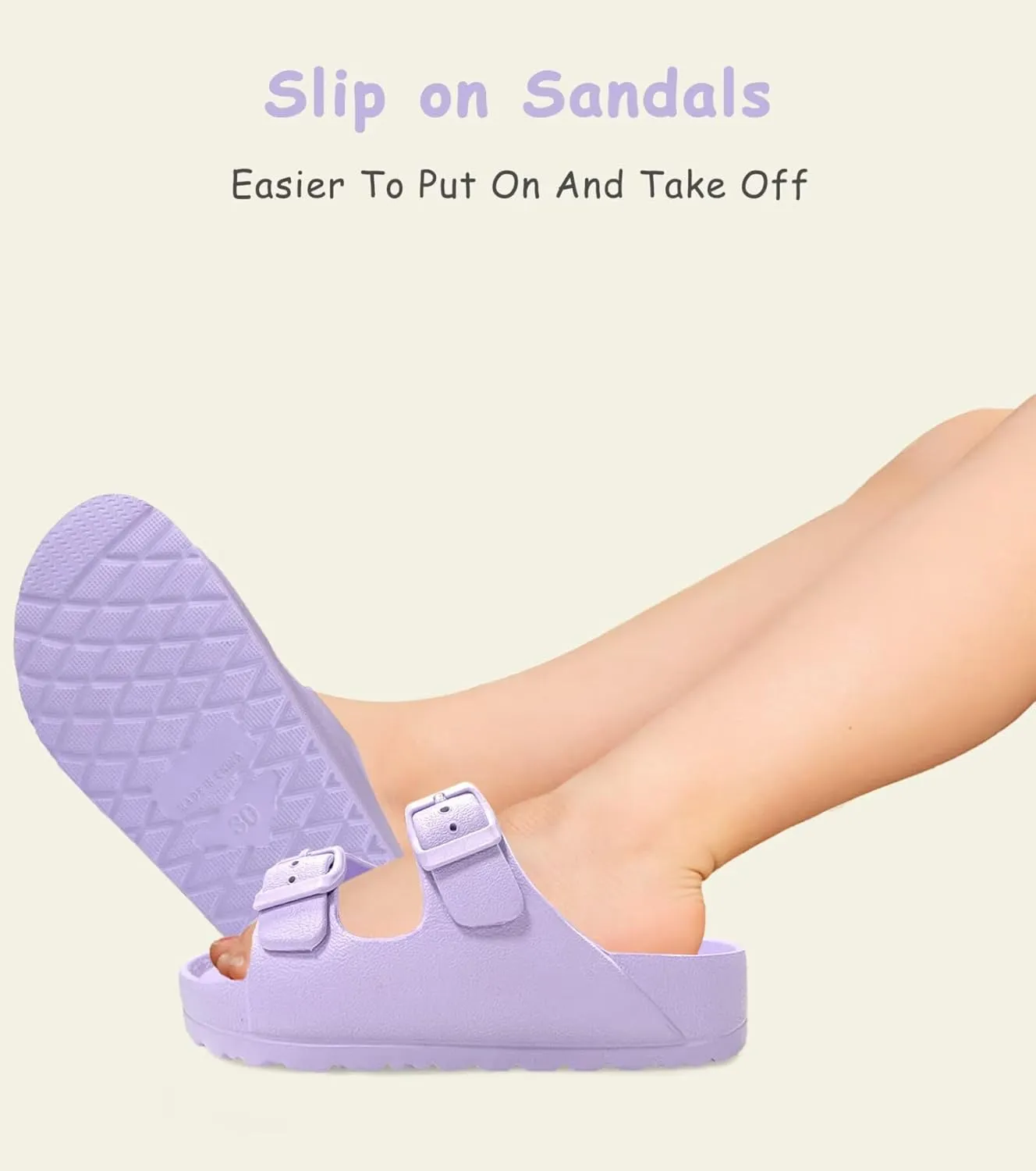 Kids Slides Sandals Double Buckle Adjustable Boys Girls