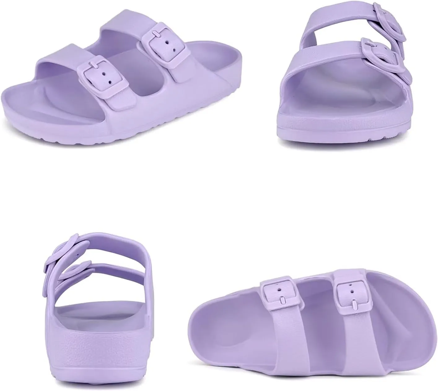 Kids Slides Sandals Double Buckle Adjustable Boys Girls