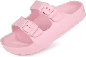 Kids Slides Sandals Double Buckle Adjustable Boys Girls