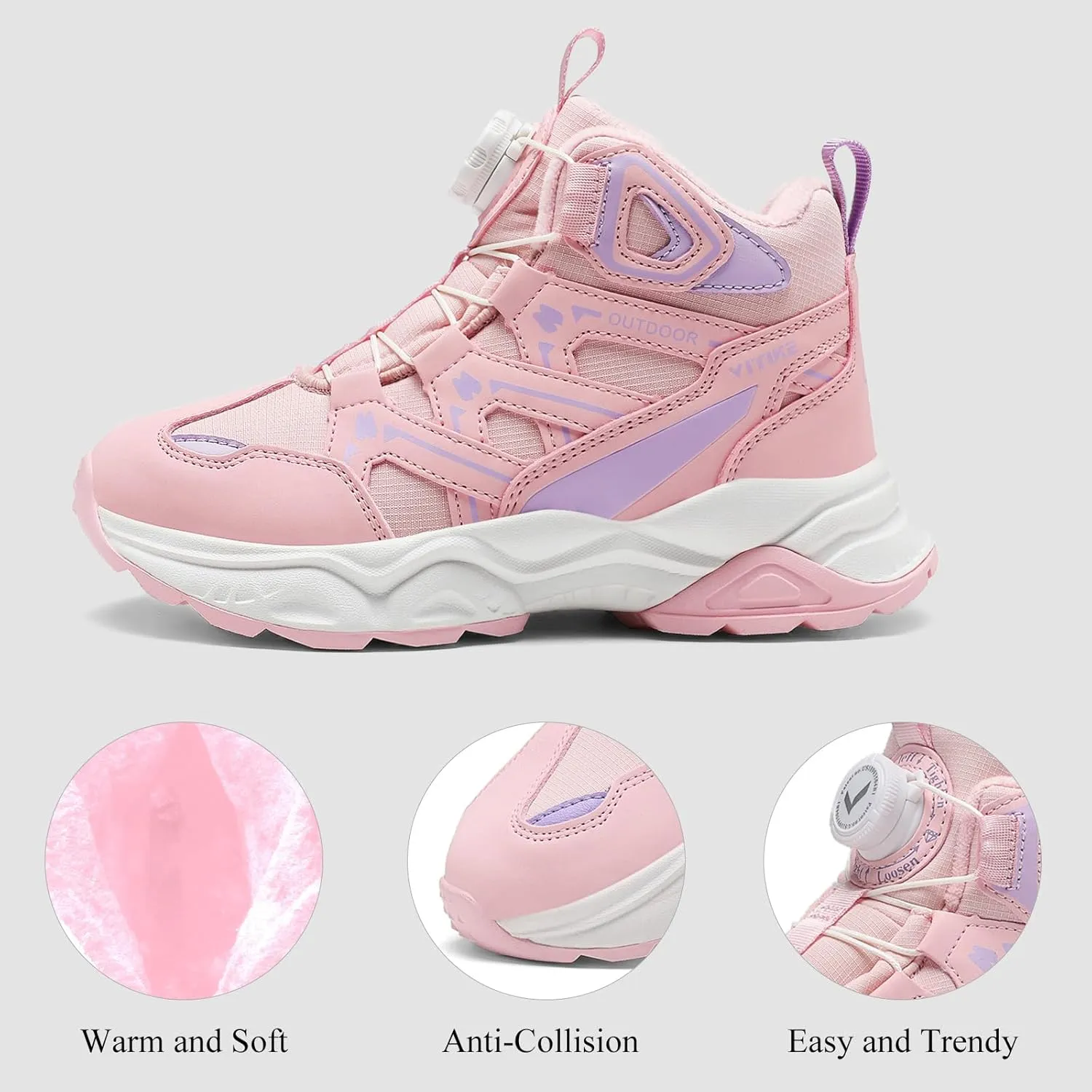 Kids Snow Boots Boys Girls Winter Shoes Warm Waterproof Slip Resistant Outdoor Hiking Walking Boot