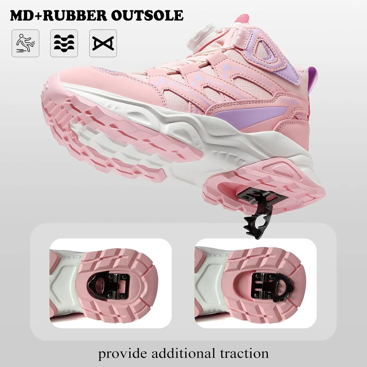 Kids Snow Boots Boys Girls Winter Shoes Warm Waterproof Slip Resistant Outdoor Hiking Walking Boot