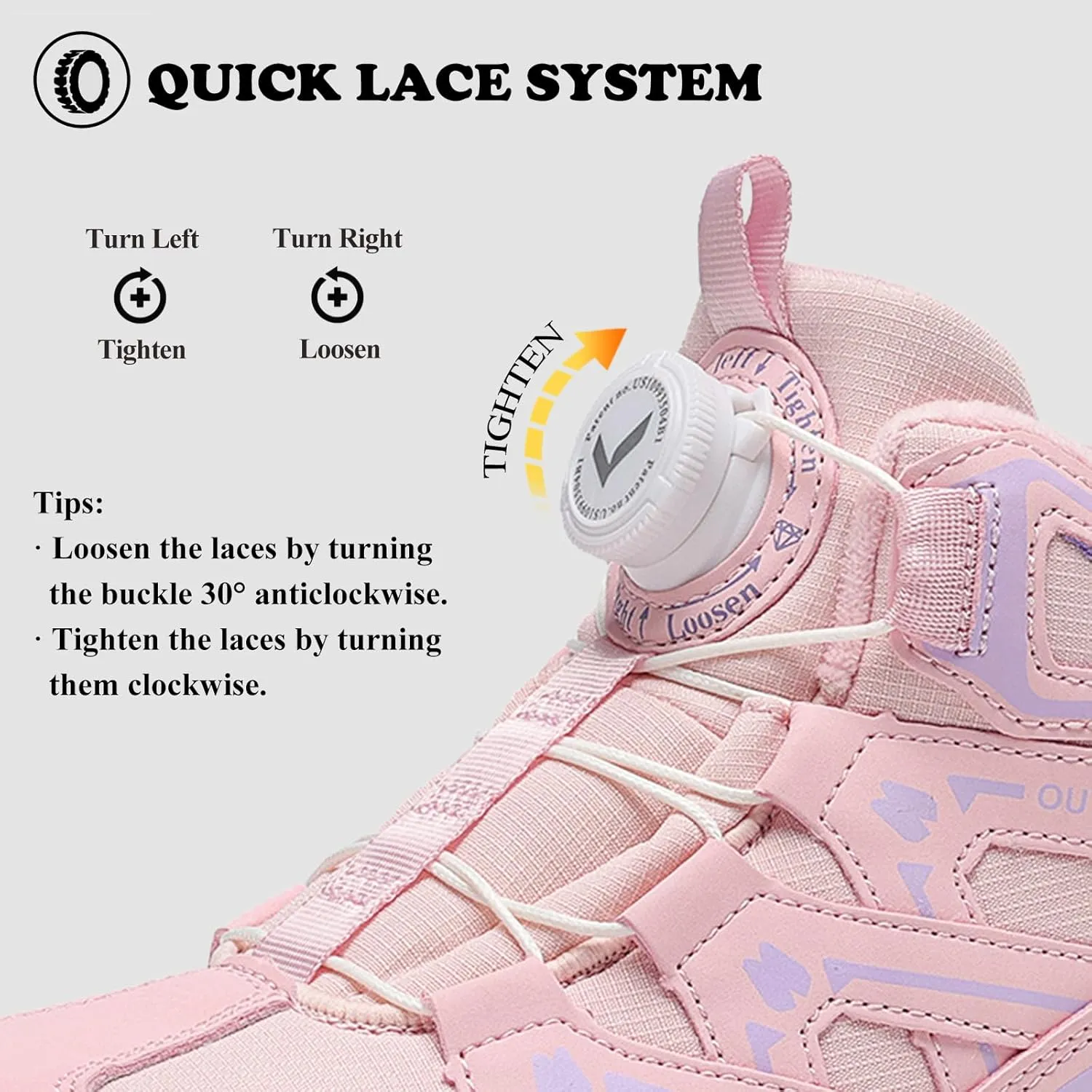 Kids Snow Boots Boys Girls Winter Shoes Warm Waterproof Slip Resistant Outdoor Hiking Walking Boot
