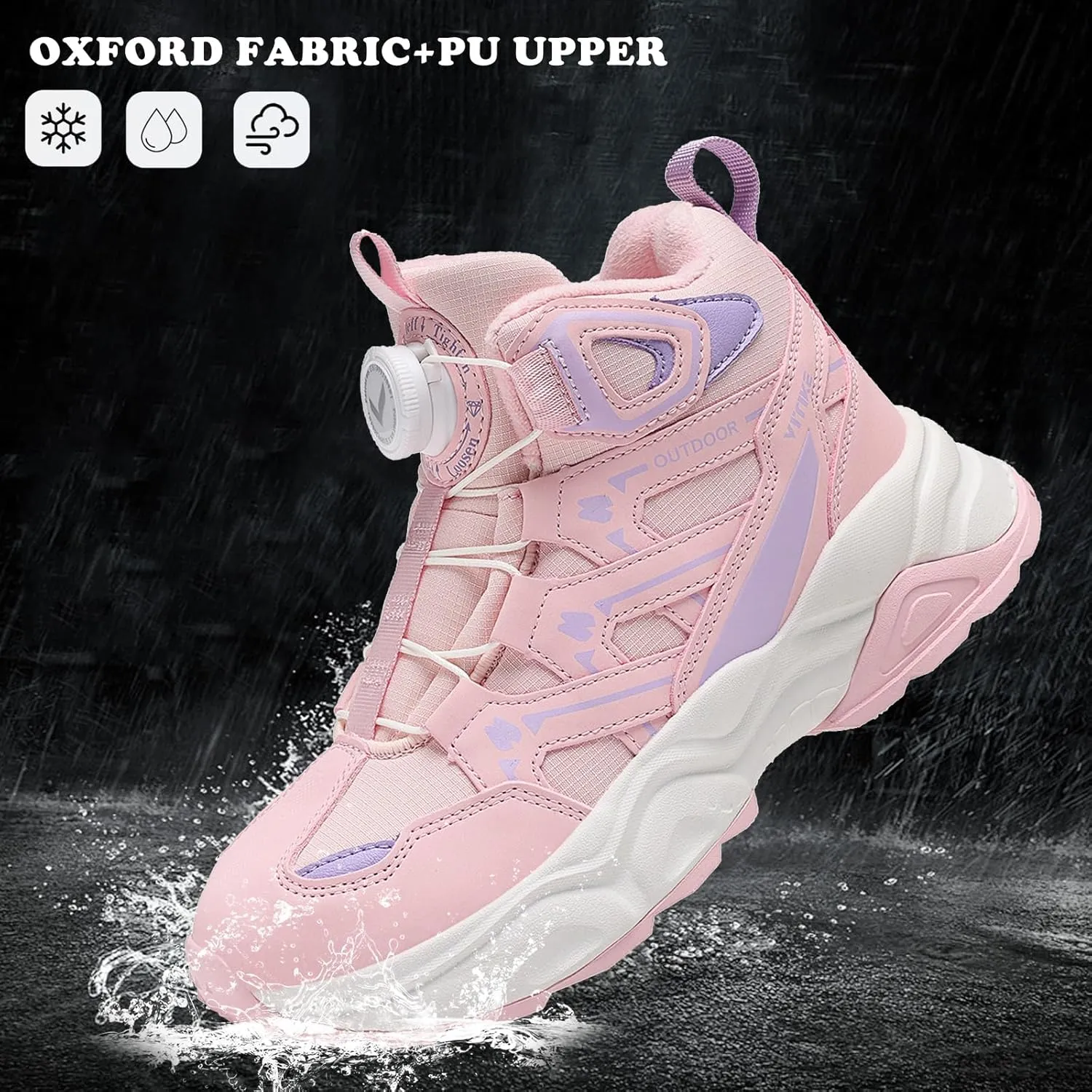 Kids Snow Boots Boys Girls Winter Shoes Warm Waterproof Slip Resistant Outdoor Hiking Walking Boot