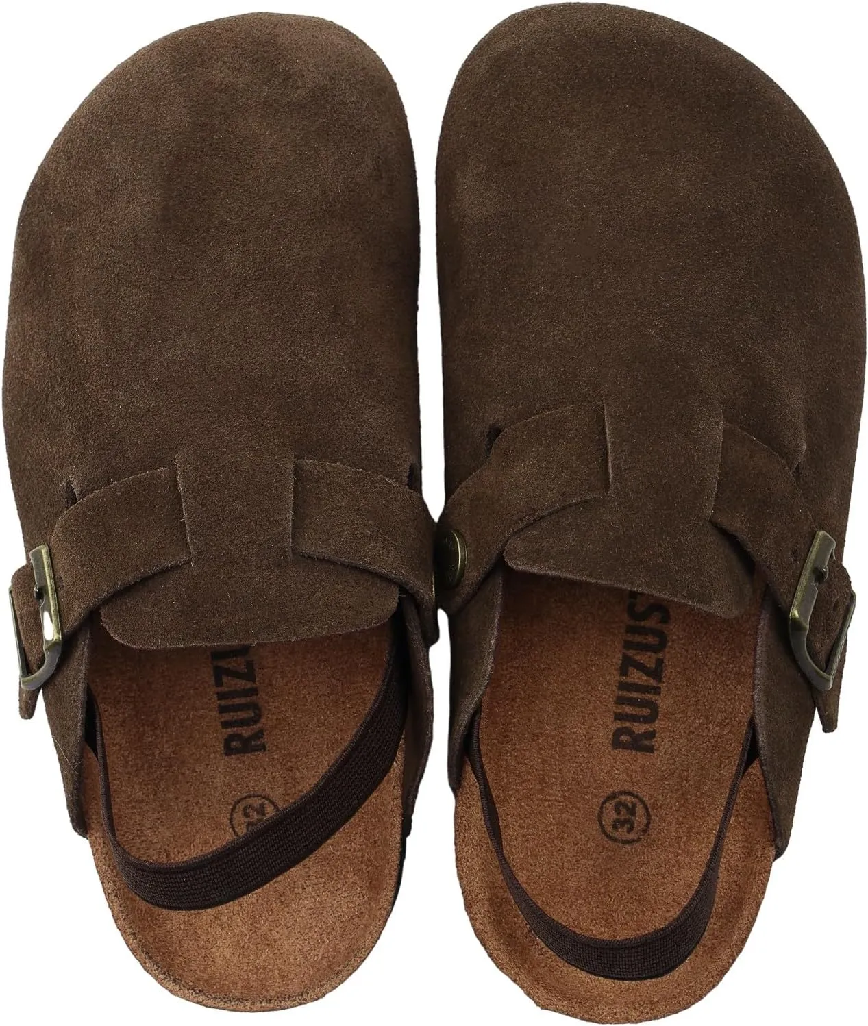 Kids Suede Clogs Toddler Clogs Boys Girls Sandals Cork Adjustable Buckle Mules