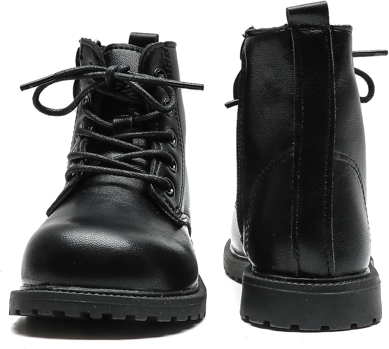 Komfyea Autumn Leather Combat Zipper Lace Up Boots （Toddler/Little Kids） Children Winter Ankle Boots