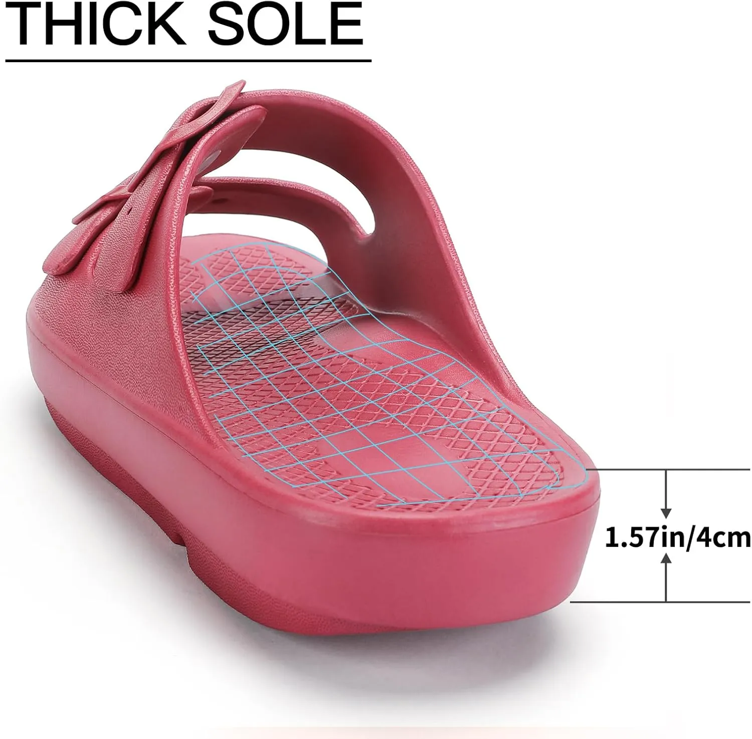 Kricely Women and Men Wide Width Recovery Sandals Plantar Fasciitis Arch Support Orthotic Slides Adjustable Double Buckle Thick Sole Slippers Reduces Stress on Feet Joints & Back Post-Exercise