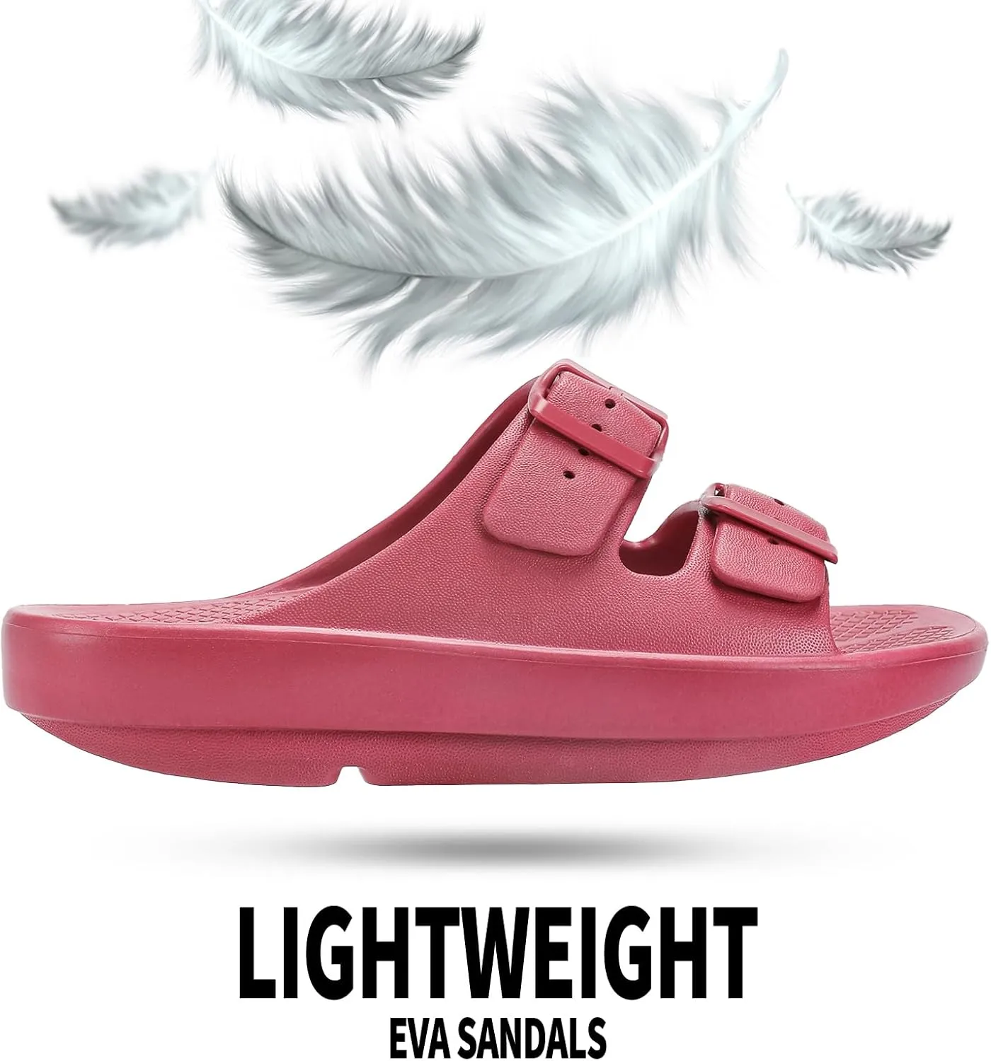 Kricely Women and Men Wide Width Recovery Sandals Plantar Fasciitis Arch Support Orthotic Slides Adjustable Double Buckle Thick Sole Slippers Reduces Stress on Feet Joints & Back Post-Exercise