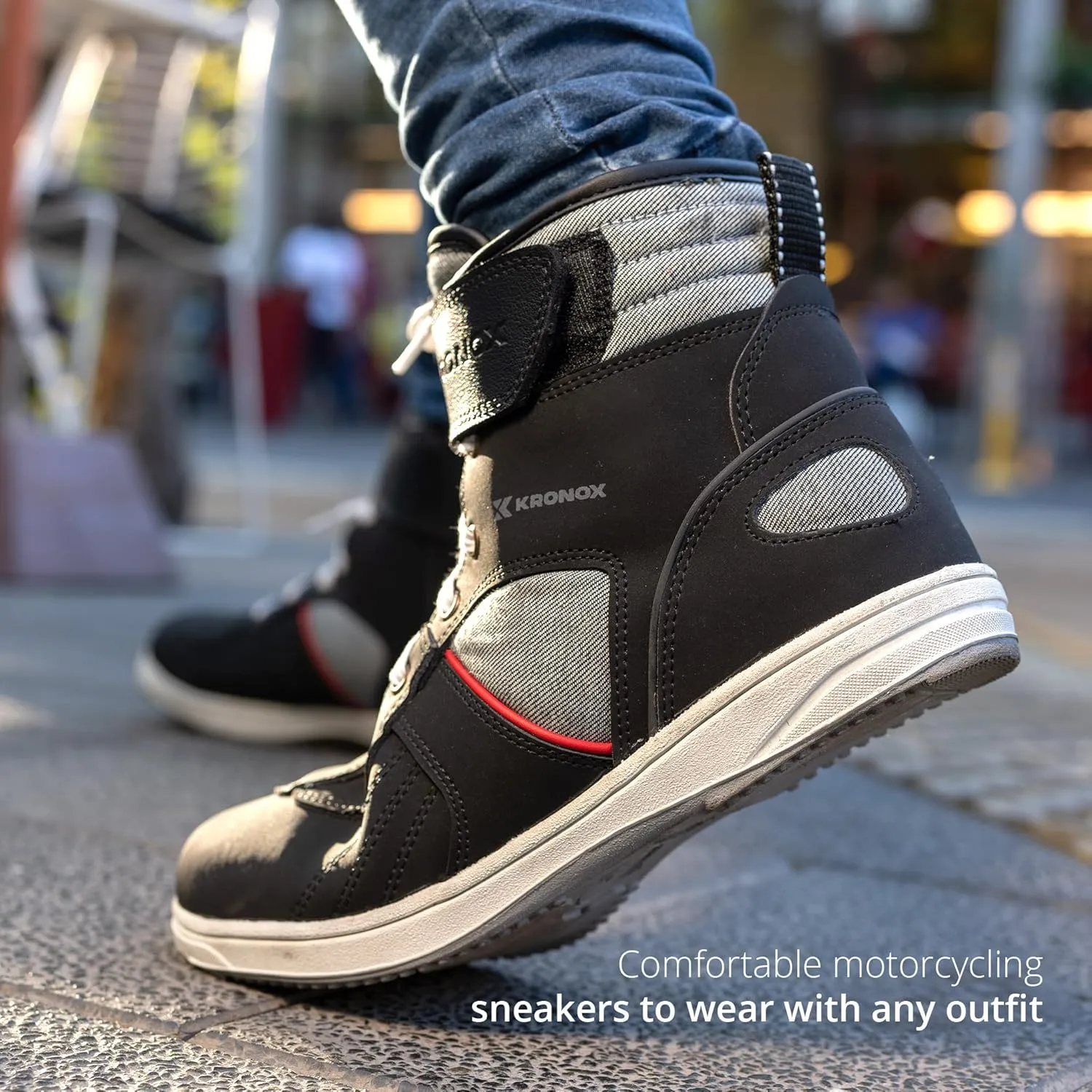 KRONOX Motorcycle Sneakers for Men - Protected Riding Shoes Gear for Street Bike