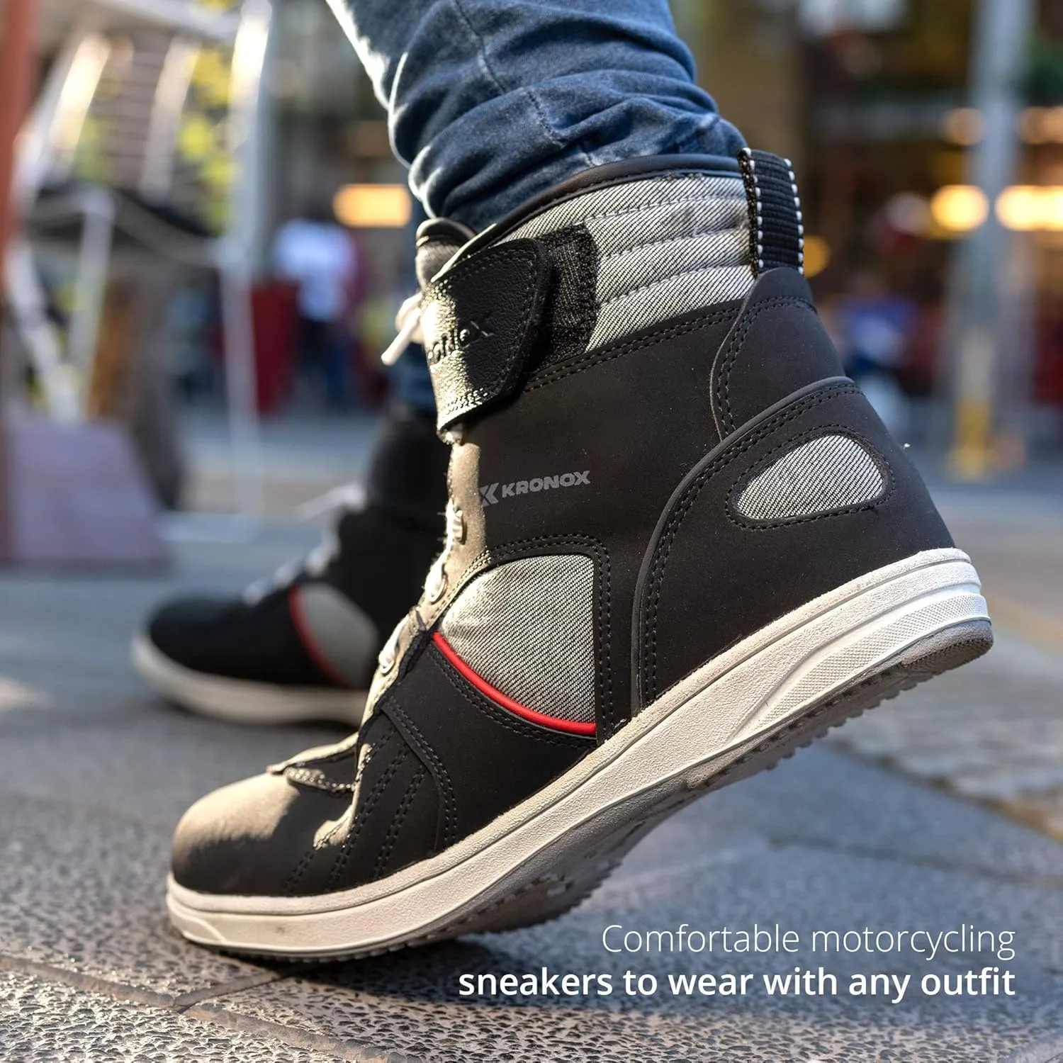 KRONOX Motorcycle Sneakers for Men - Protected Riding Shoes Gear for Street Bike