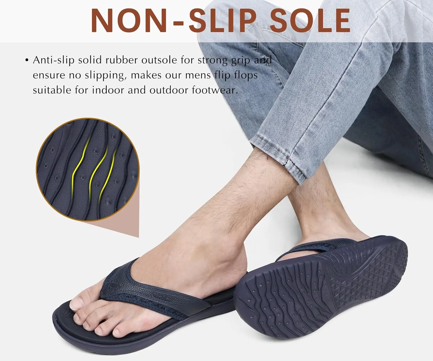 KuaiLu Mens Sport Flip Flops Comfort Orthotic Thong Sandals with Plantar Fasciitis Arch Support Outdoor Summer Beach Size 7~15