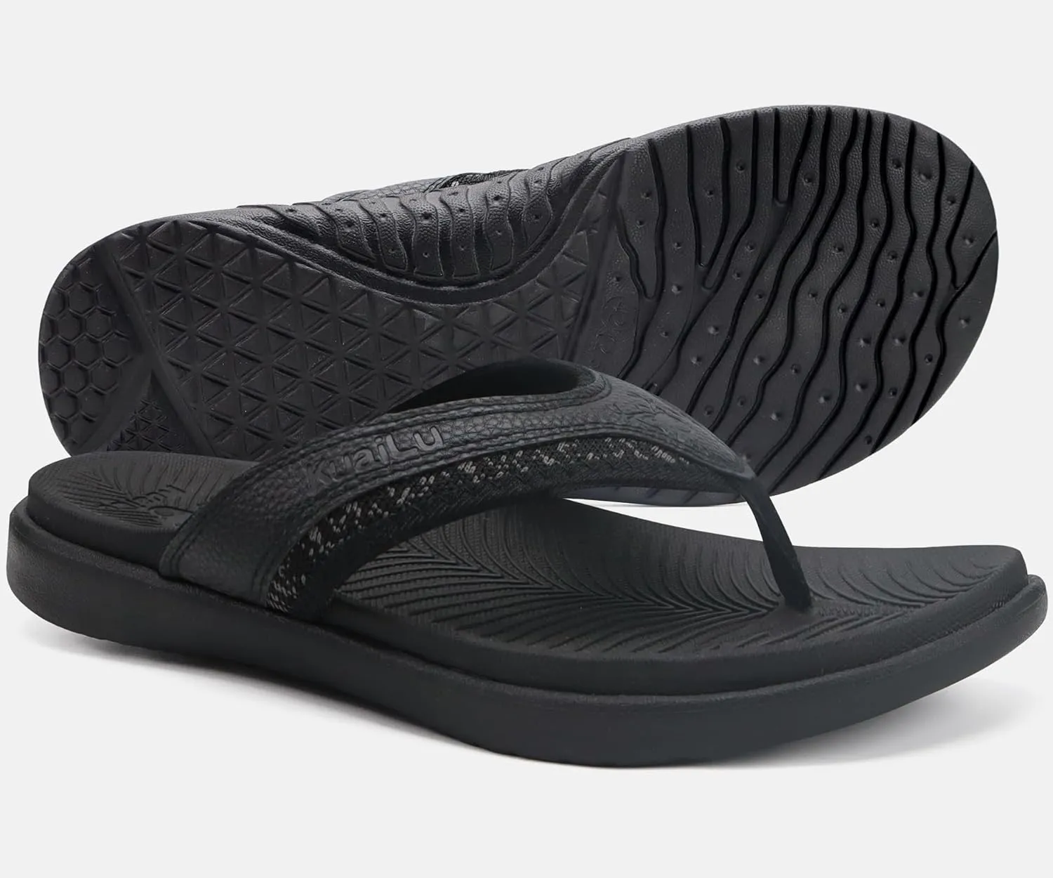 KuaiLu Mens Sport Flip Flops Comfort Orthotic Thong Sandals with Plantar Fasciitis Arch Support Outdoor Summer Beach Size 7~15