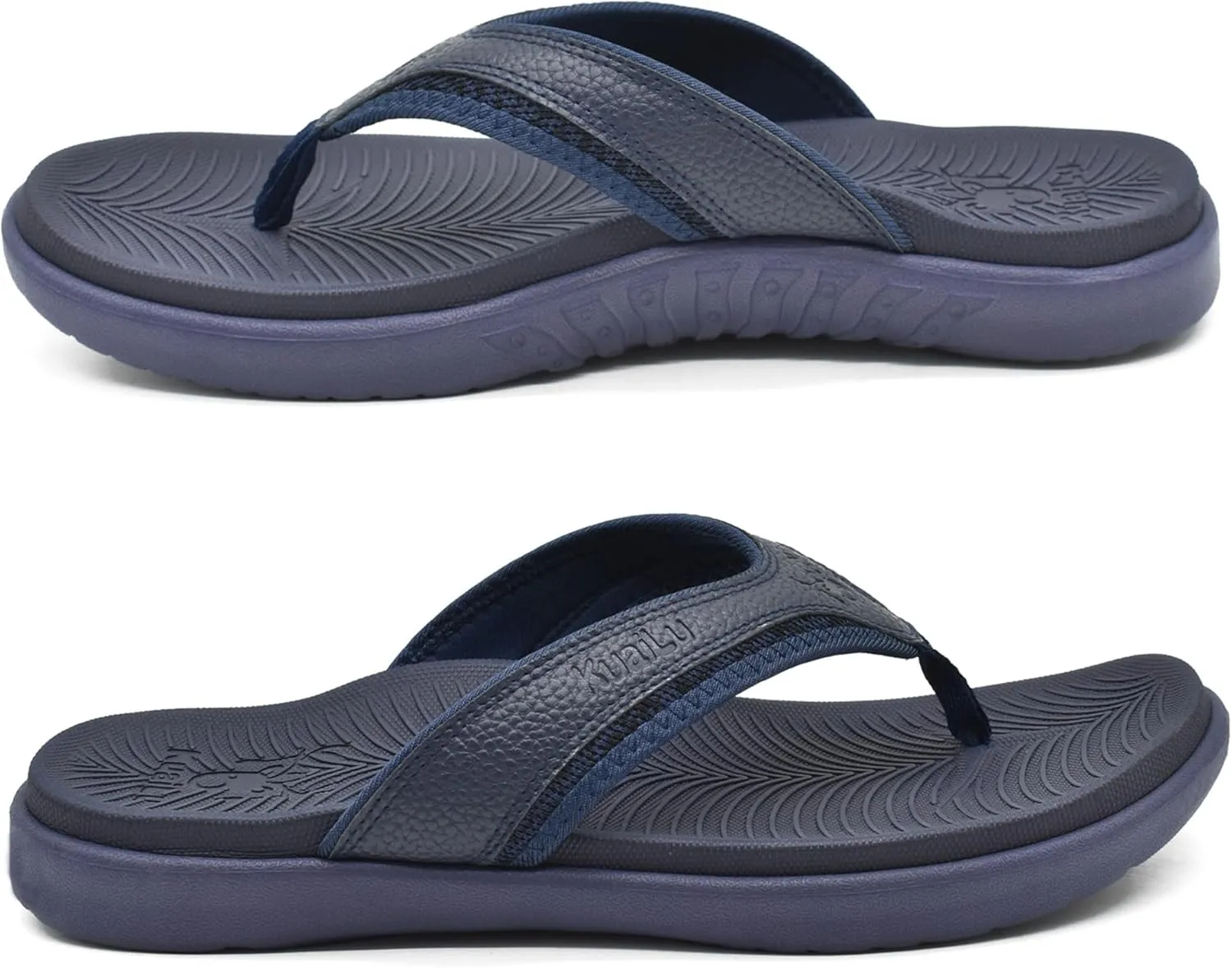 KuaiLu Mens Sport Flip Flops Comfort Orthotic Thong Sandals with Plantar Fasciitis Arch Support Outdoor Summer Beach Size 7~15