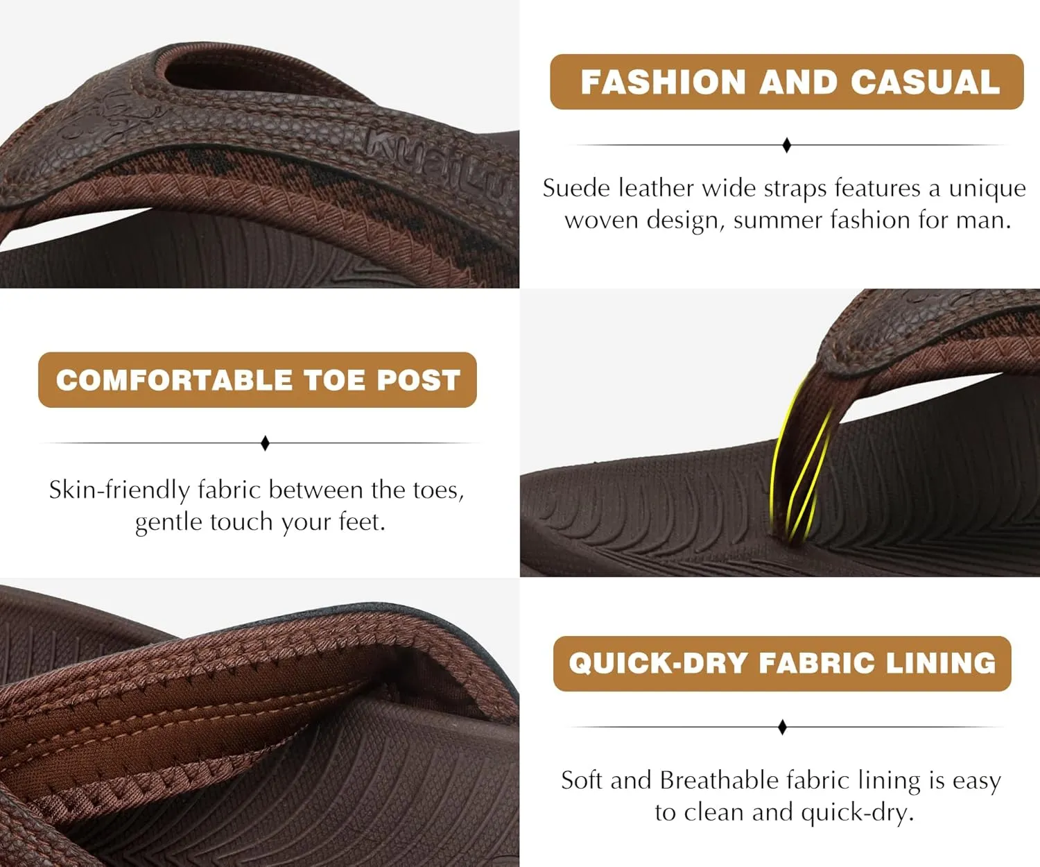 KuaiLu Mens Sport Flip Flops Comfort Orthotic Thong Sandals with Plantar Fasciitis Arch Support Outdoor Summer Beach Size 7~15
