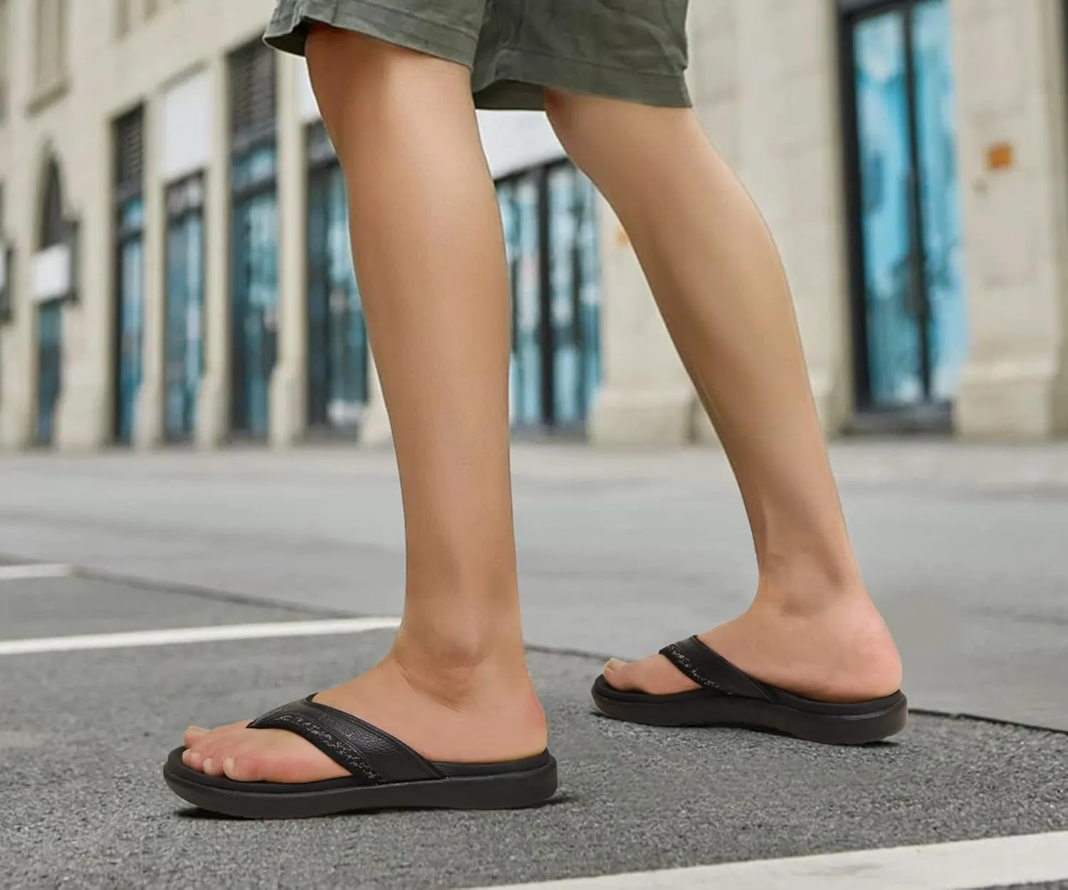 KuaiLu Mens Sport Flip Flops Comfort Orthotic Thong Sandals with Plantar Fasciitis Arch Support Outdoor Summer Beach Size 7~15