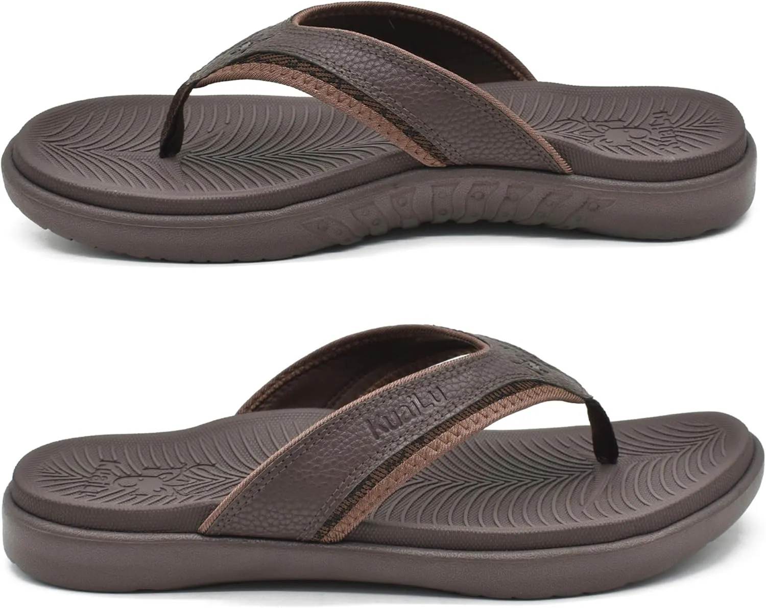 KuaiLu Mens Sport Flip Flops Comfort Orthotic Thong Sandals with Plantar Fasciitis Arch Support Outdoor Summer Beach Size 7~15