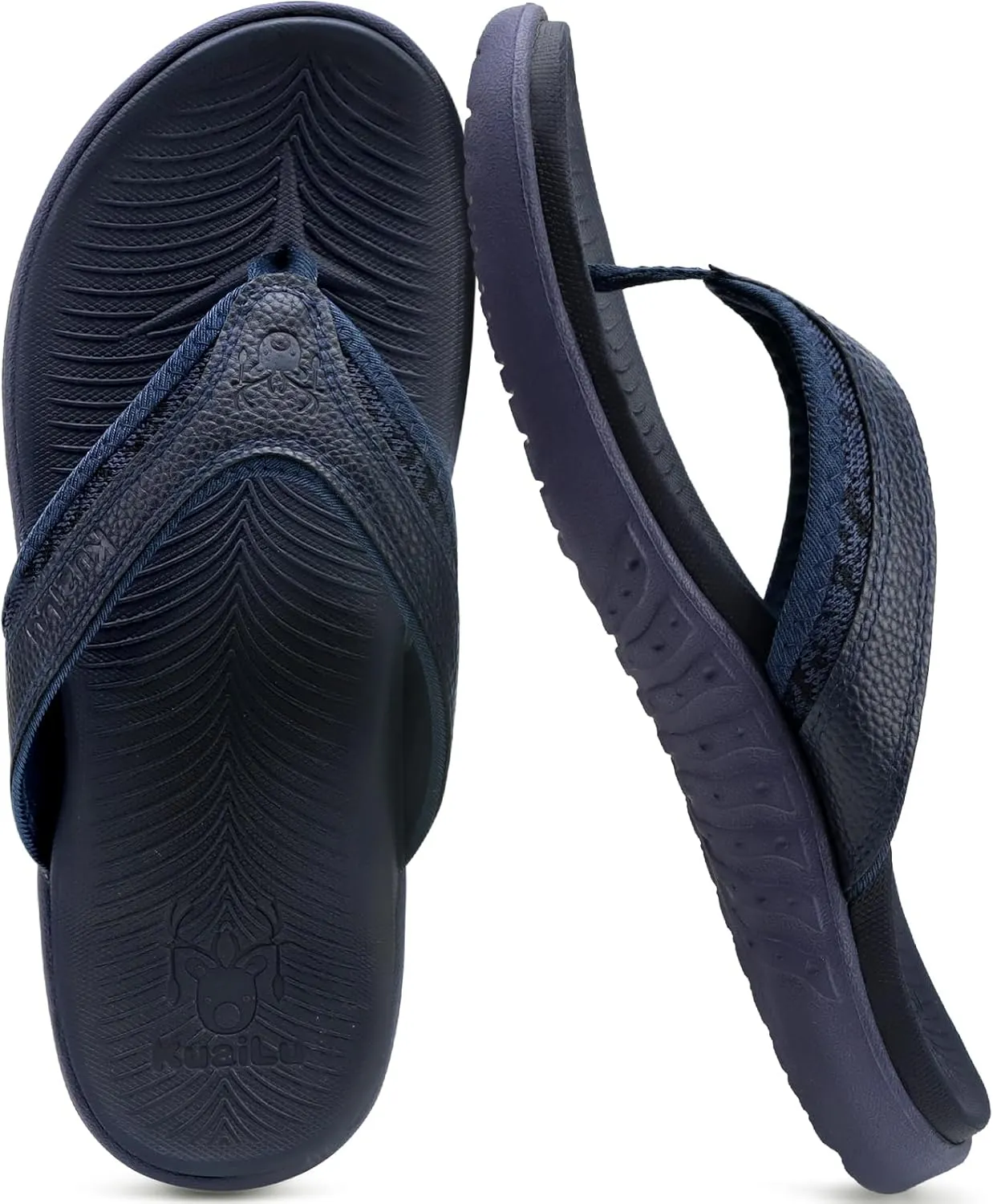KuaiLu Mens Sport Flip Flops Comfort Orthotic Thong Sandals with Plantar Fasciitis Arch Support Outdoor Summer Beach Size 7~15