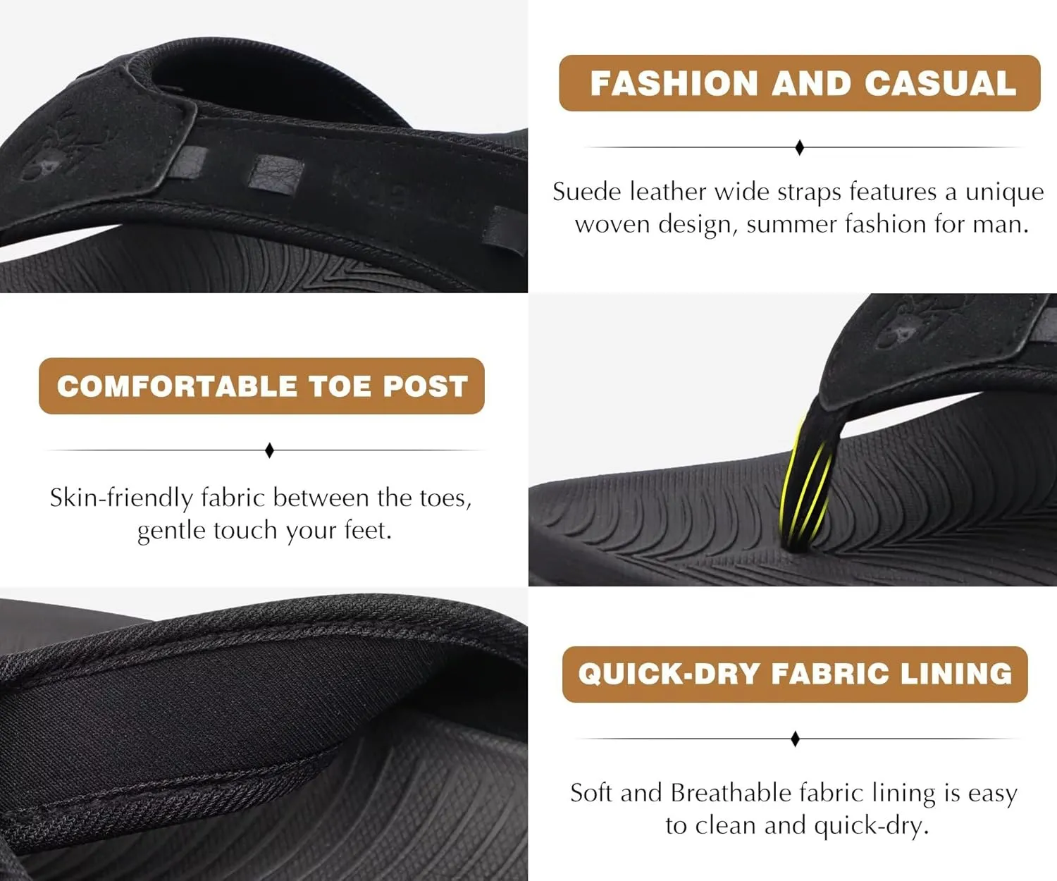 KuaiLu Mens Sport Flip Flops Comfort Orthotic Thong Sandals with Plantar Fasciitis Arch Support Outdoor Summer Beach Size 7~15