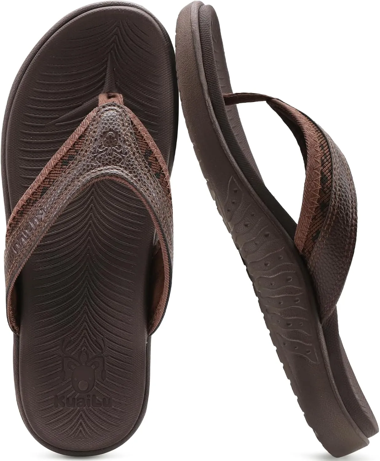 KuaiLu Mens Sport Flip Flops Comfort Orthotic Thong Sandals with Plantar Fasciitis Arch Support Outdoor Summer Beach Size 7~15