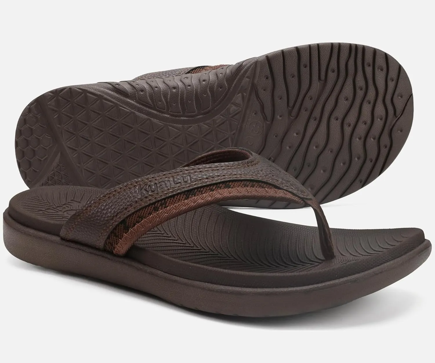 KuaiLu Mens Sport Flip Flops Comfort Orthotic Thong Sandals with Plantar Fasciitis Arch Support Outdoor Summer Beach Size 7~15