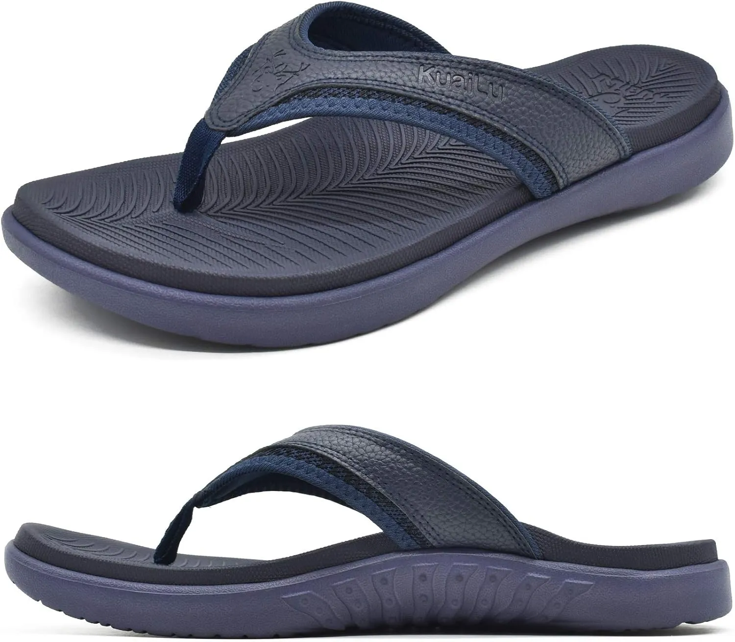 KuaiLu Mens Sport Flip Flops Comfort Orthotic Thong Sandals with Plantar Fasciitis Arch Support Outdoor Summer Beach Size 7~15