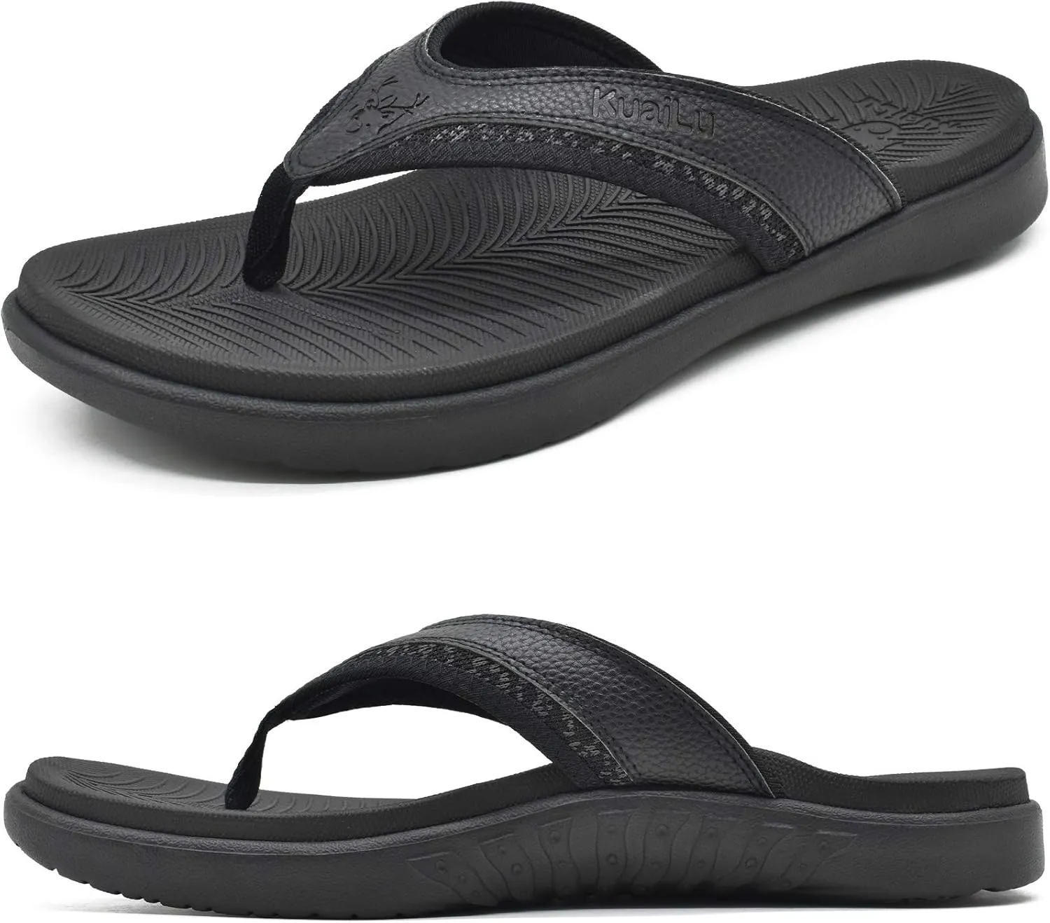 KuaiLu Mens Sport Flip Flops Comfort Orthotic Thong Sandals with Plantar Fasciitis Arch Support Outdoor Summer Beach Size 7~15